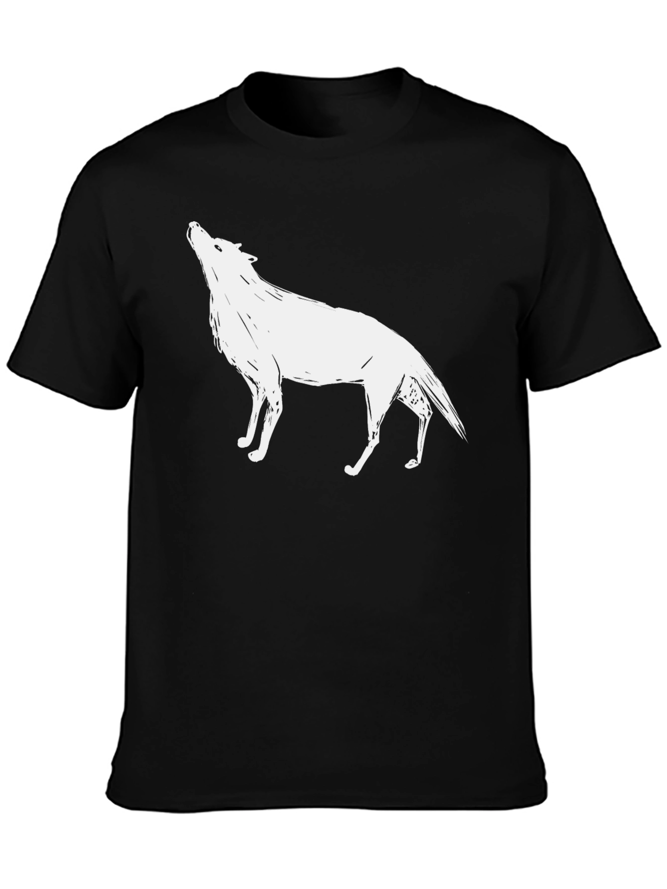 Black T-Shirt with Wolf Graphic
