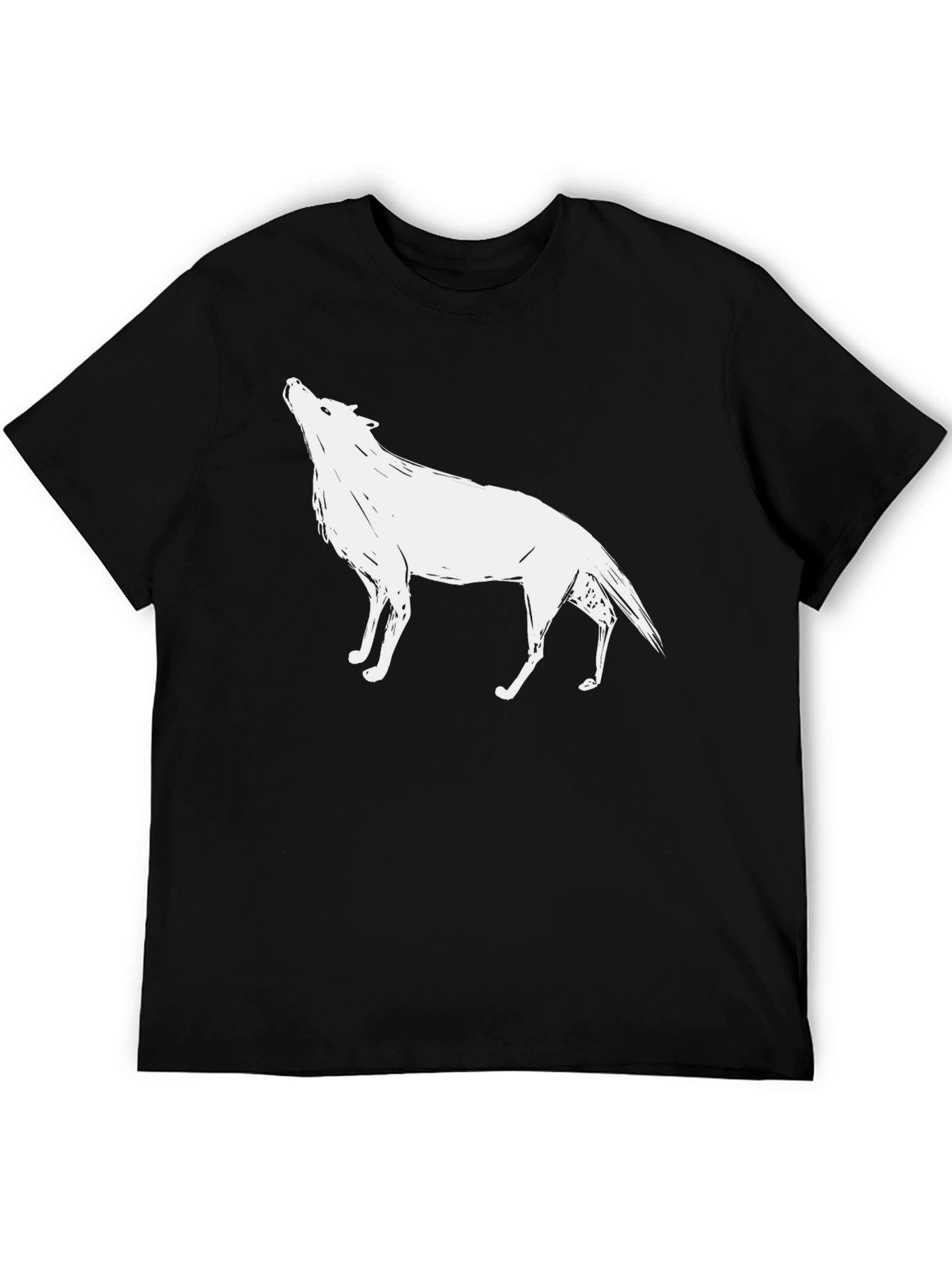 Black T-Shirt with Wolf Graphic