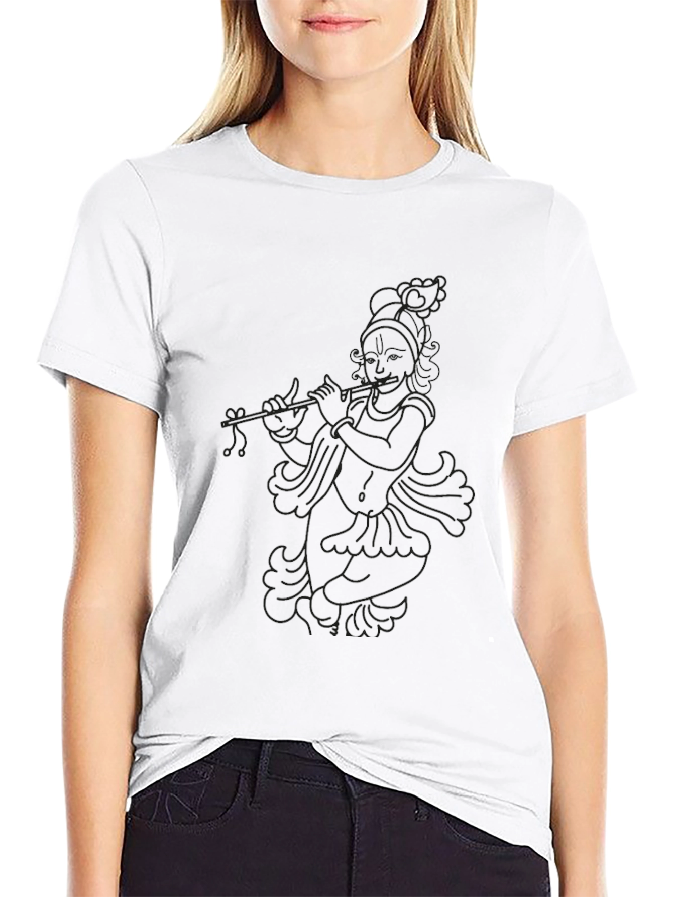 Krishna Flute Graphic Black Tee