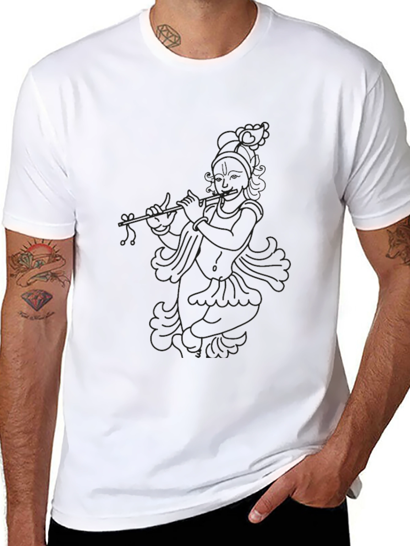 Krishna Flute Graphic Black Tee