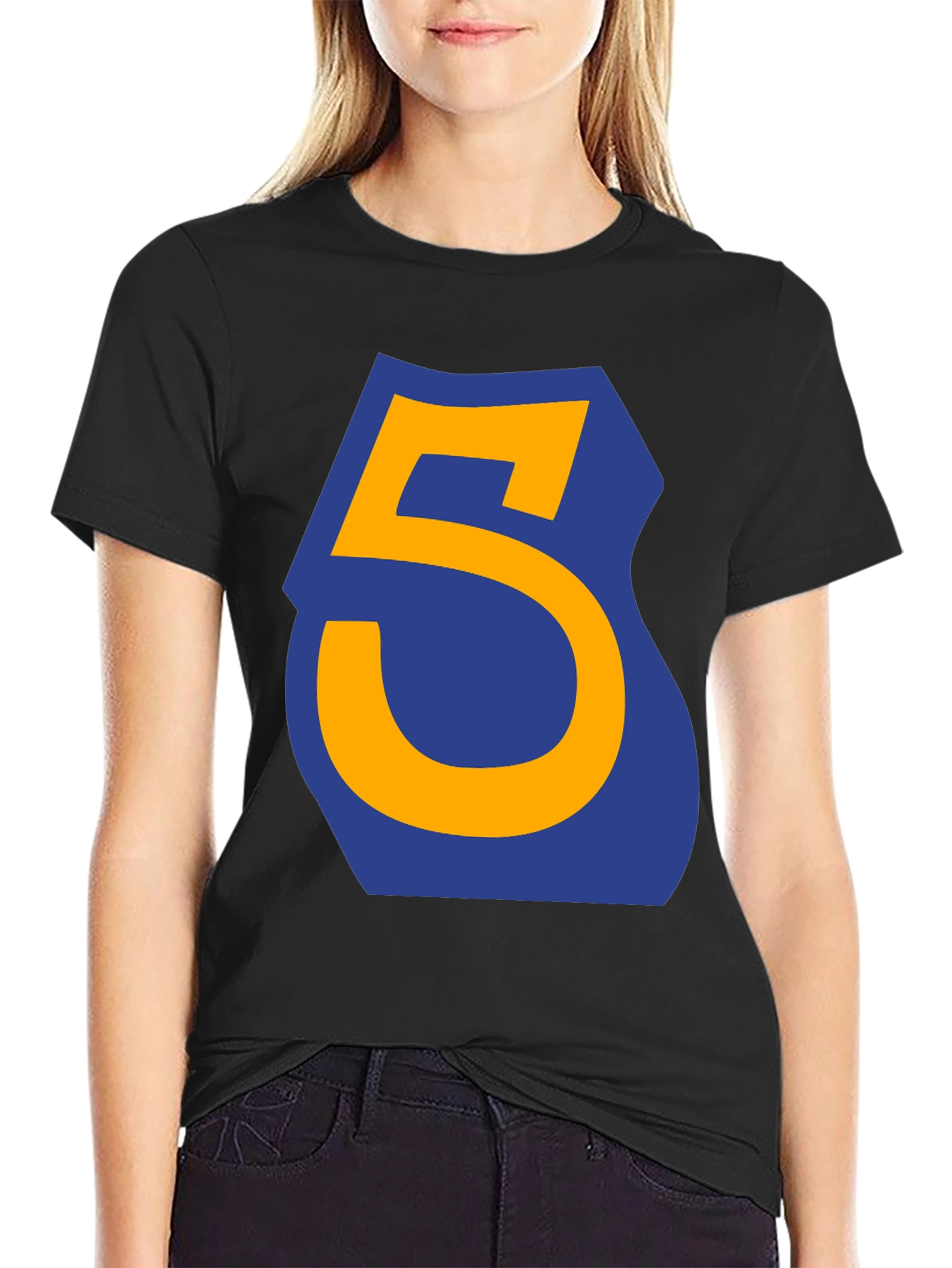 Number 5 Graphic Tee - Casual Black T-Shirt
