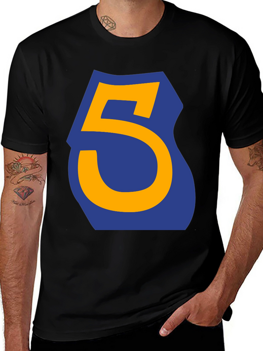 Number 5 Graphic Tee - Casual Black T-Shirt