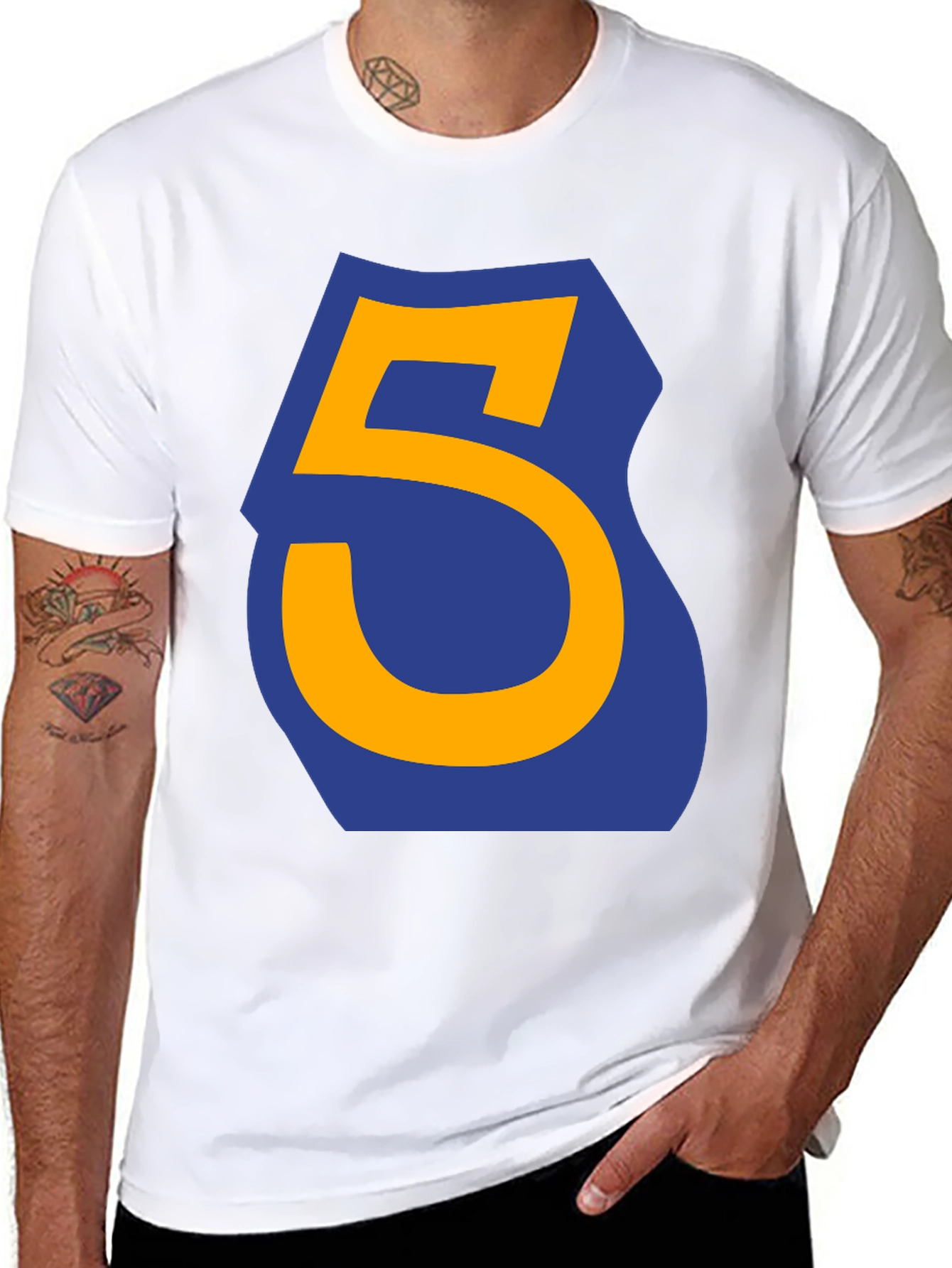 Number 5 Graphic Tee - Casual Black T-Shirt