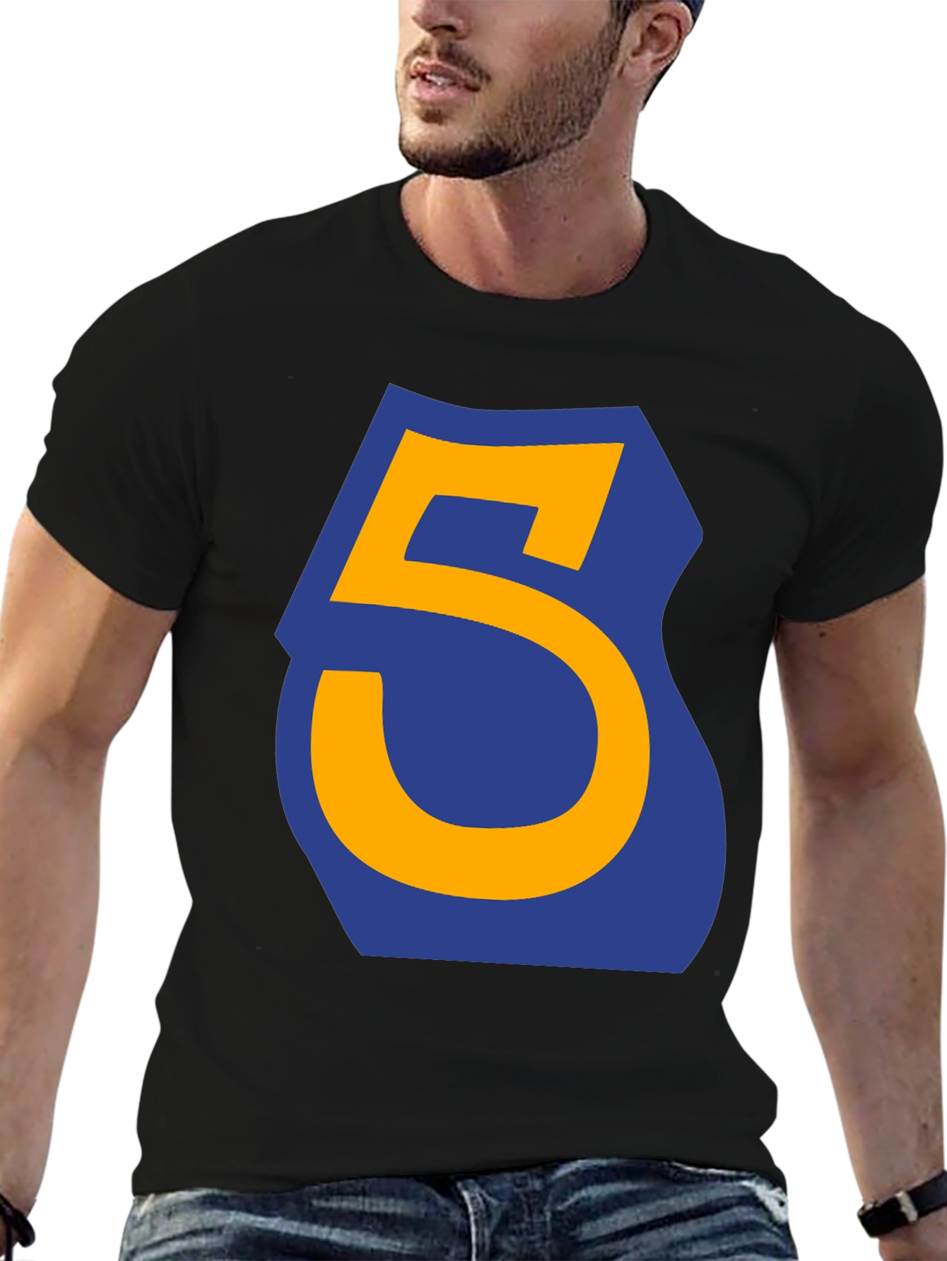 Number 5 Graphic Tee - Casual Black T-Shirt