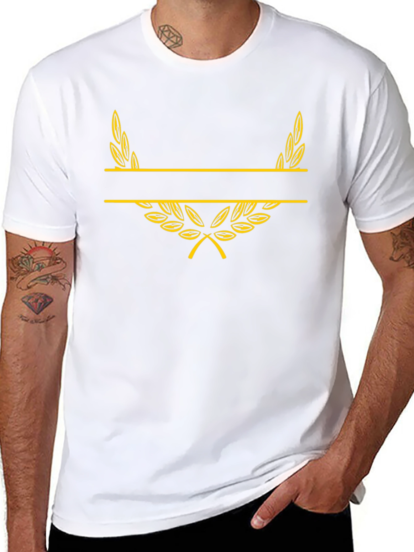 Black T-Shirt with Laurel Wreath Graphic