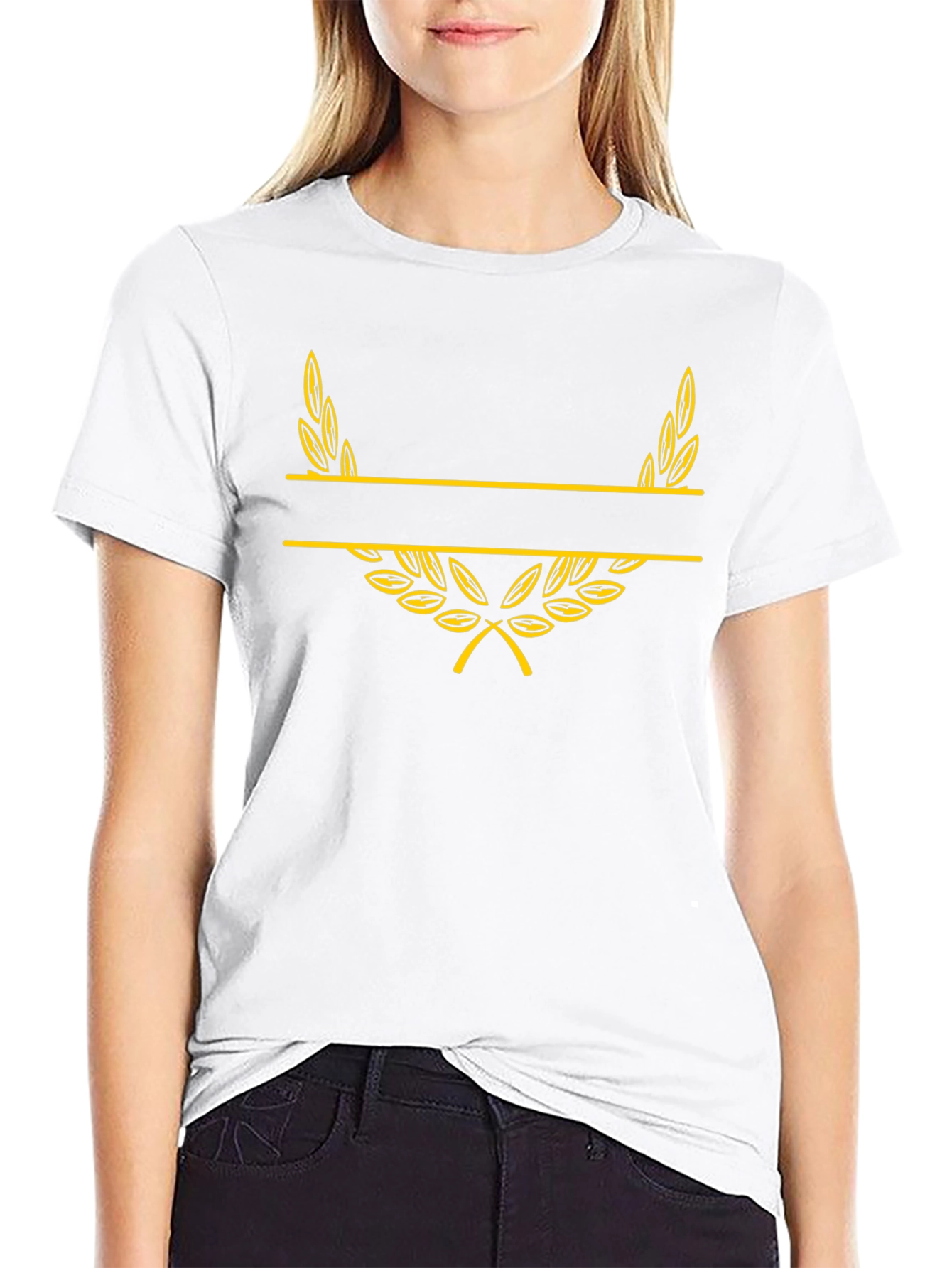Black T-Shirt with Laurel Wreath Graphic