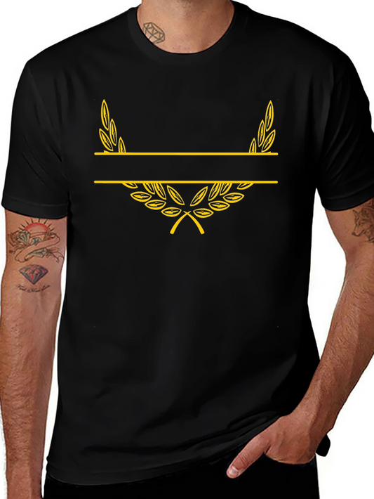 Black T-Shirt with Laurel Wreath Graphic