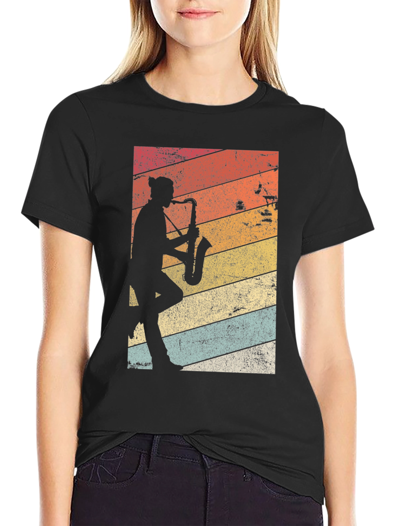 Retro Saxophone Player Graphic Tee
