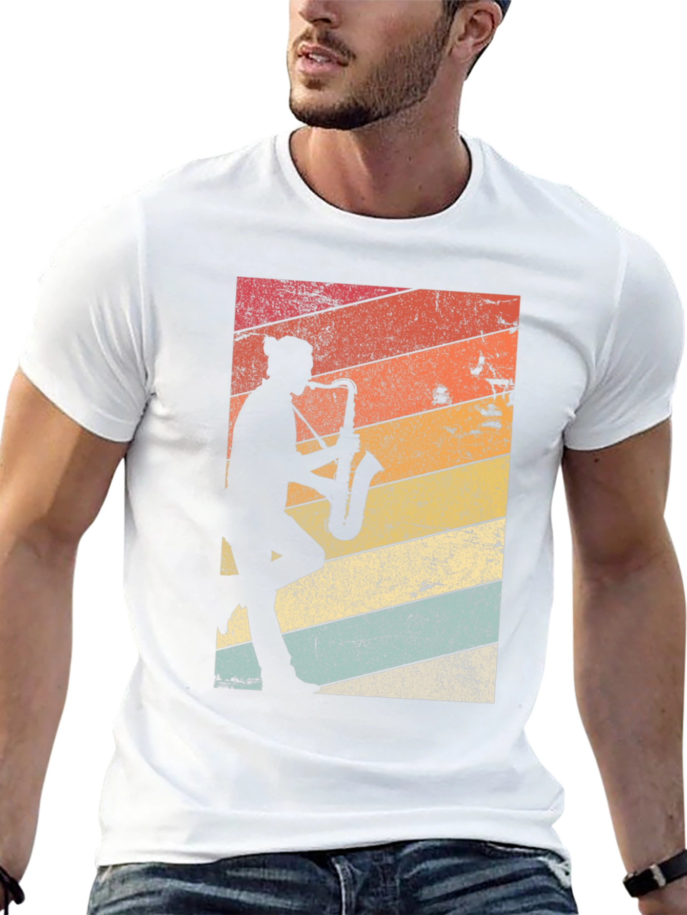 Retro Saxophone Player Graphic Tee