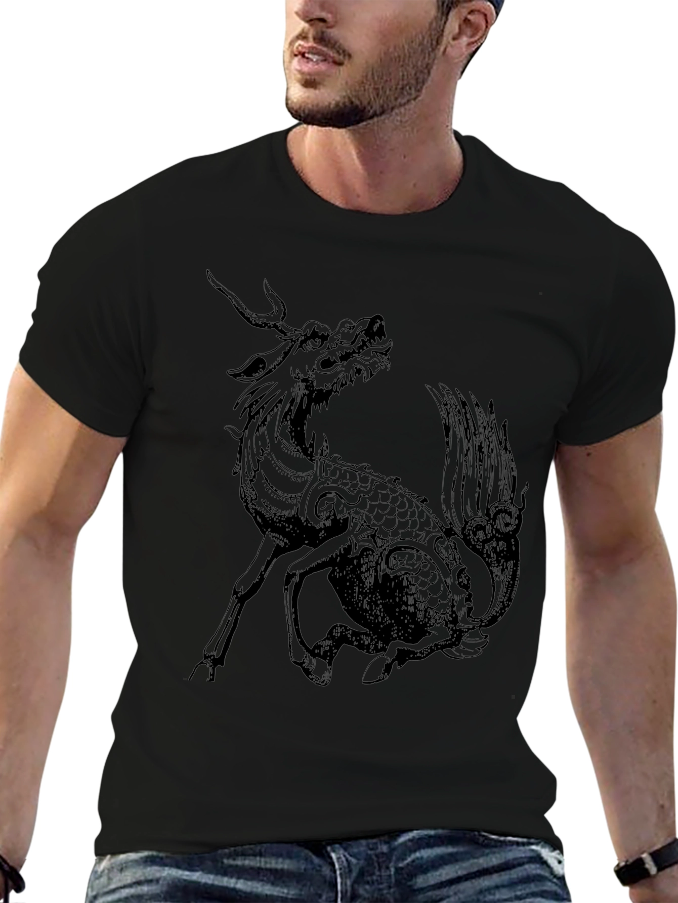Mythical Kirin Graphic T-Shirt - Black