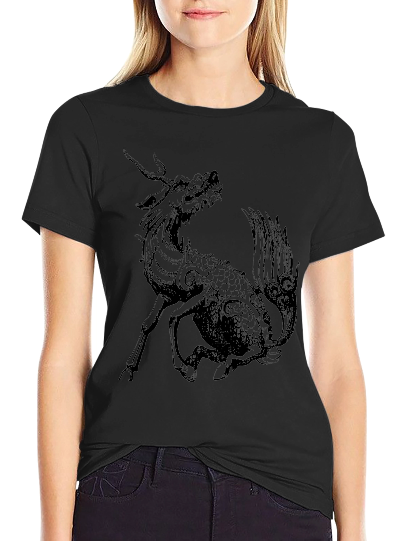 Mythical Kirin Graphic T-Shirt - Black