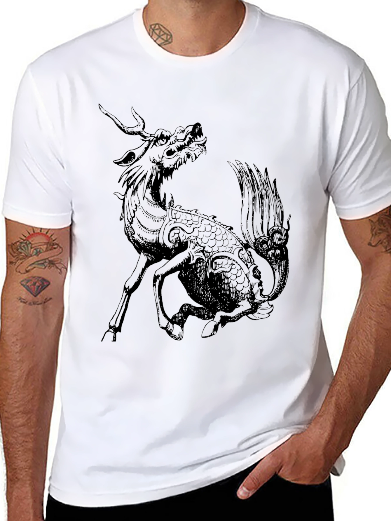 Mythical Kirin Graphic T-Shirt - Black