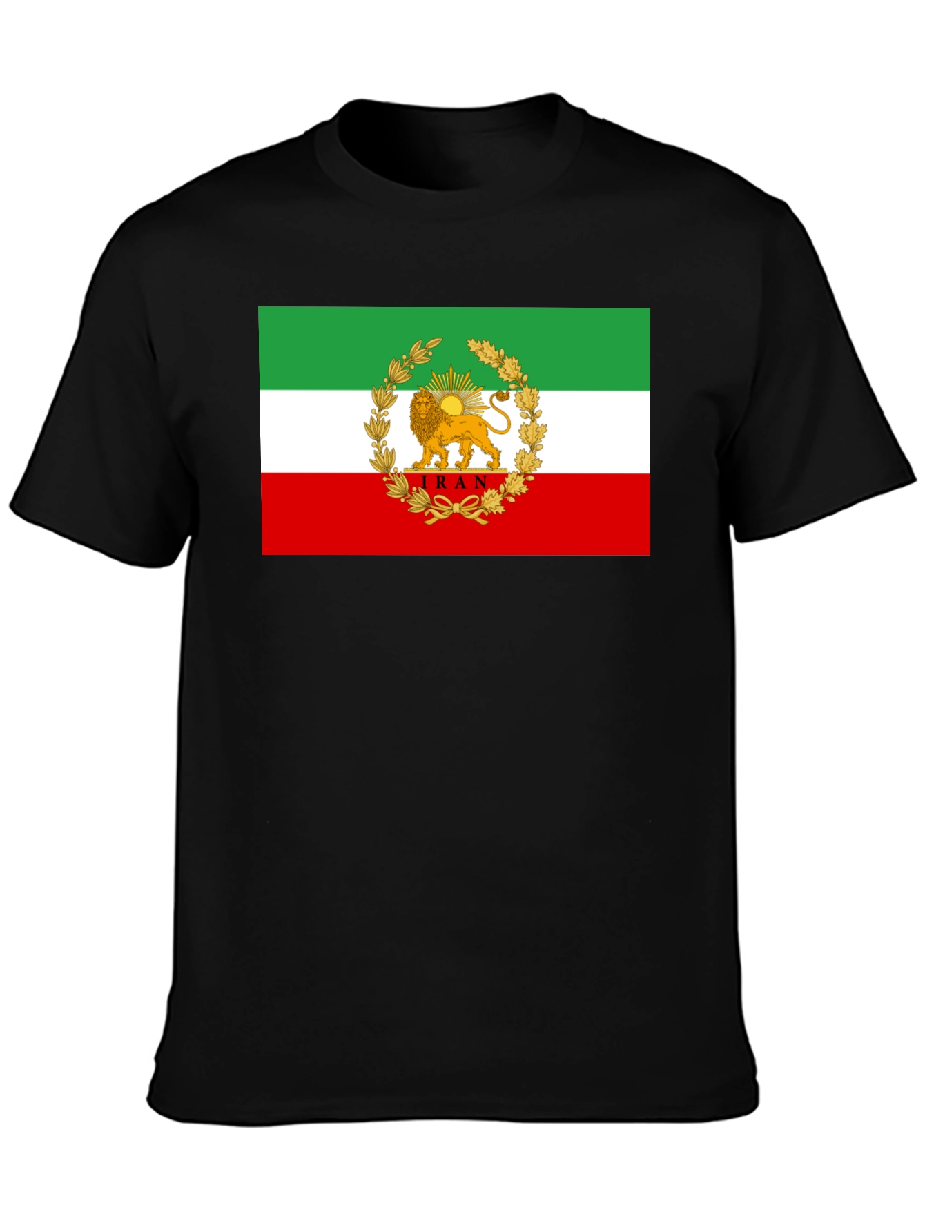 Iran Flag Lion and Sun Graphic Tee - Black