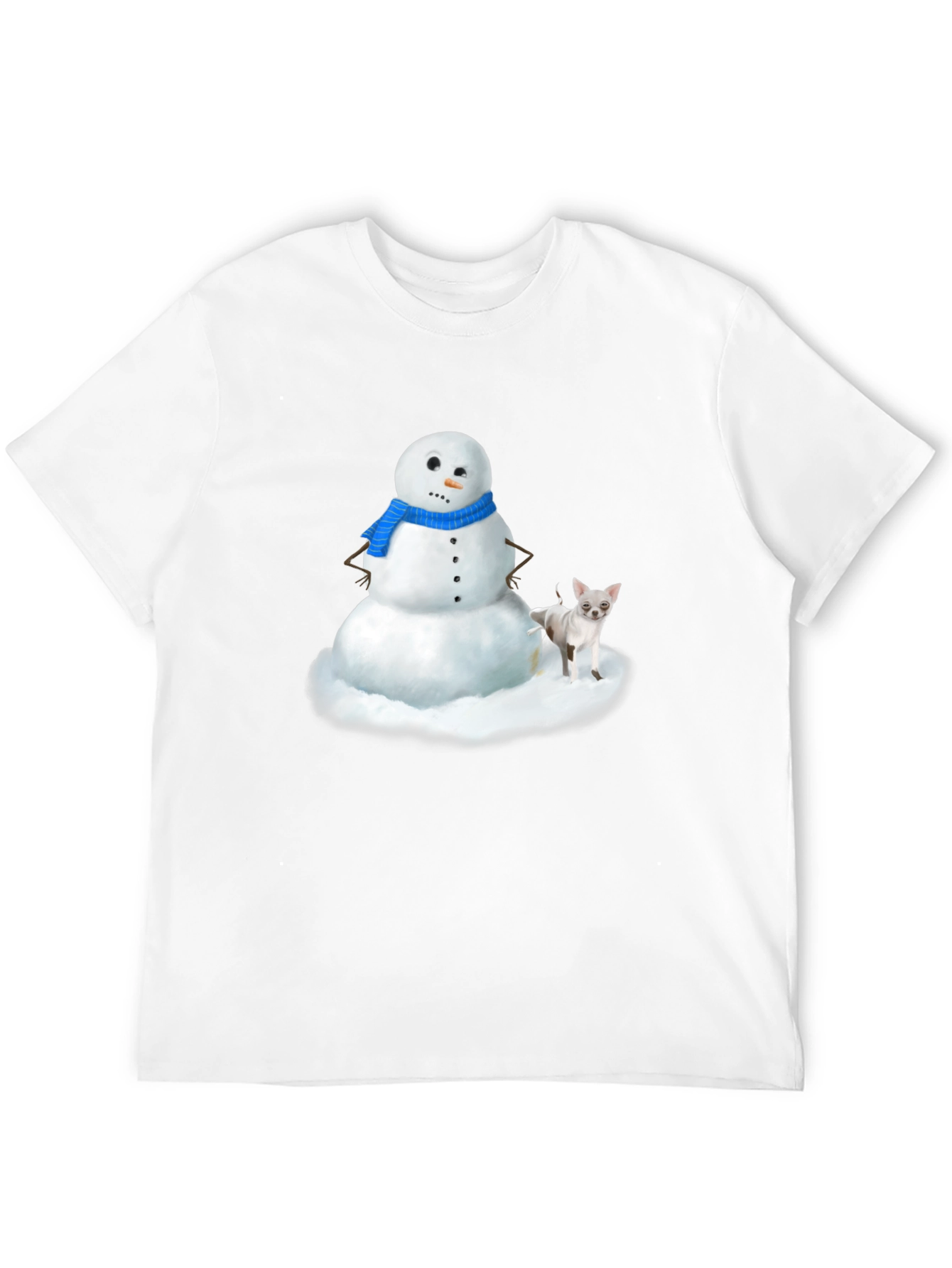 Snowman & Chihuahua Graphic T-Shirt - Black