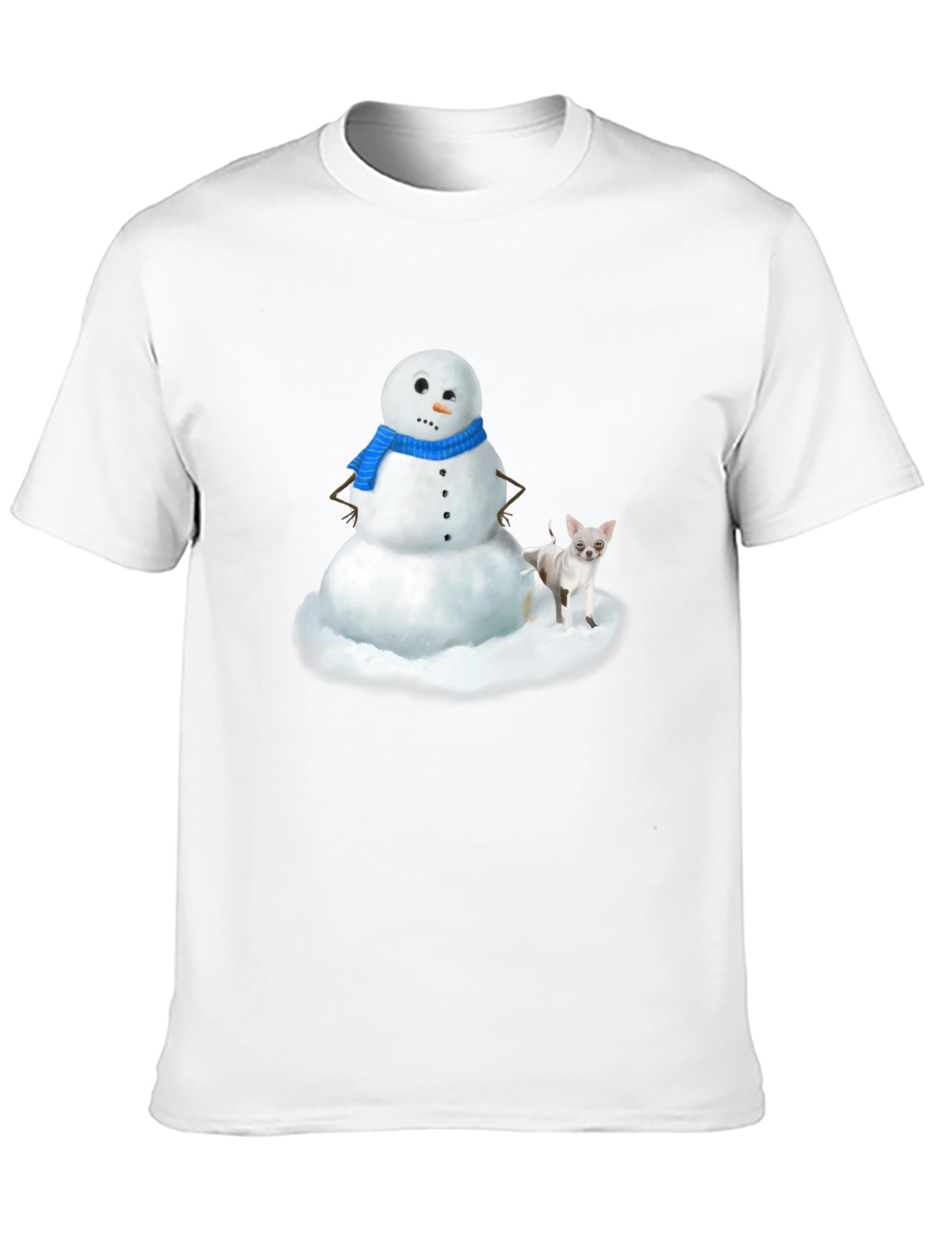 Snowman & Chihuahua Graphic T-Shirt - Black