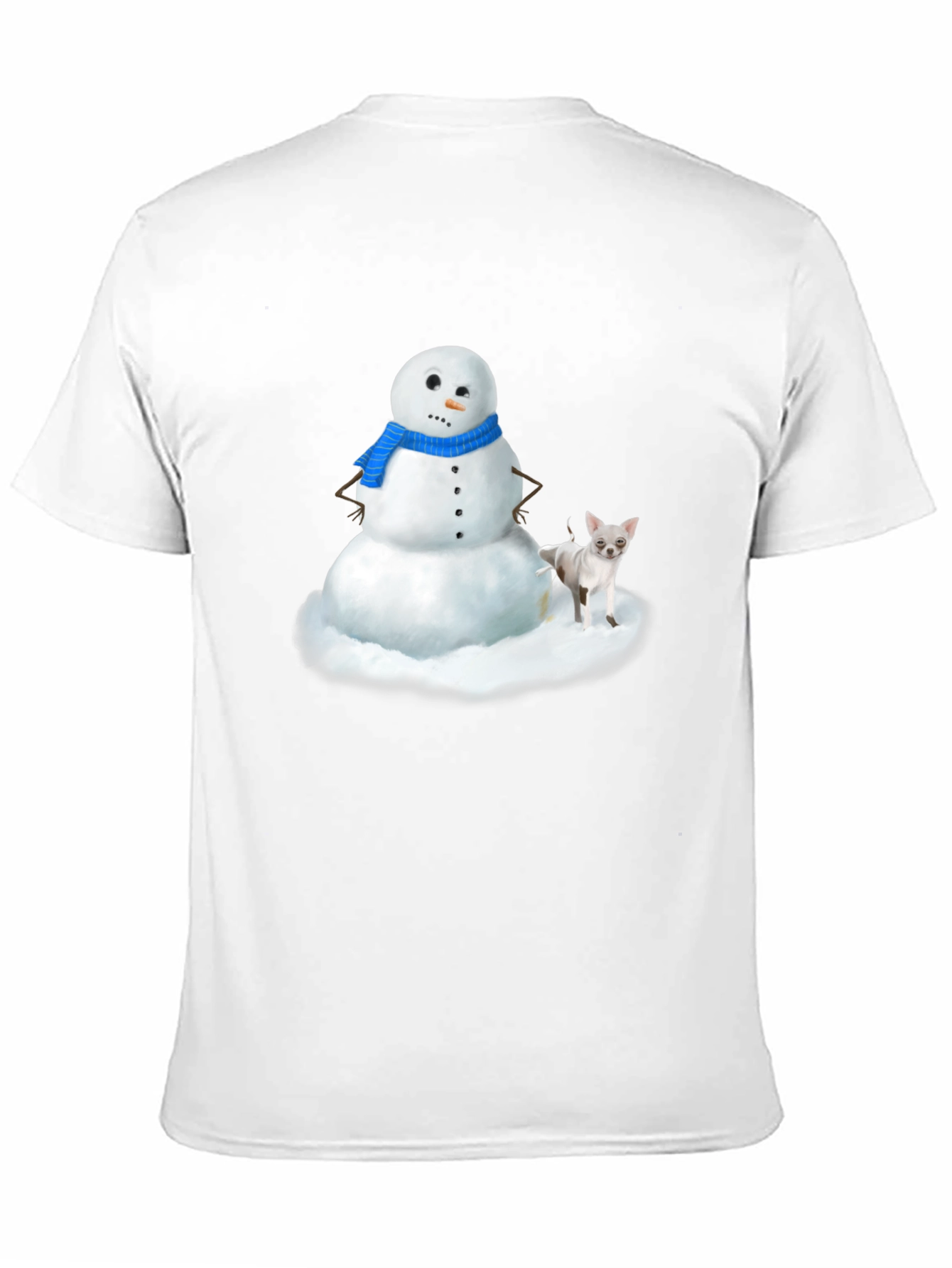 Snowman & Chihuahua Graphic T-Shirt - Black