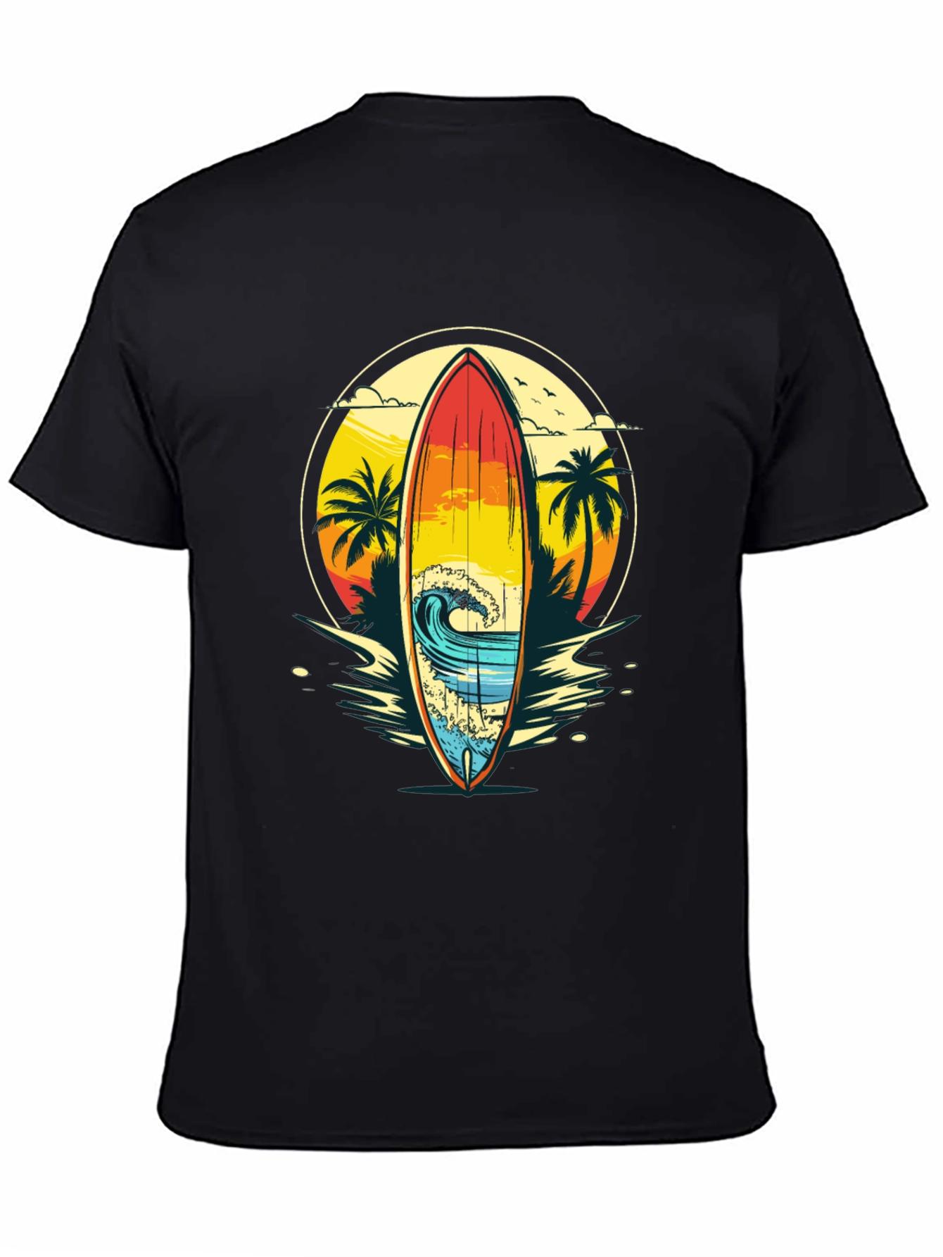 Sunset Surfboard Graphic Tee - Beach Vibes