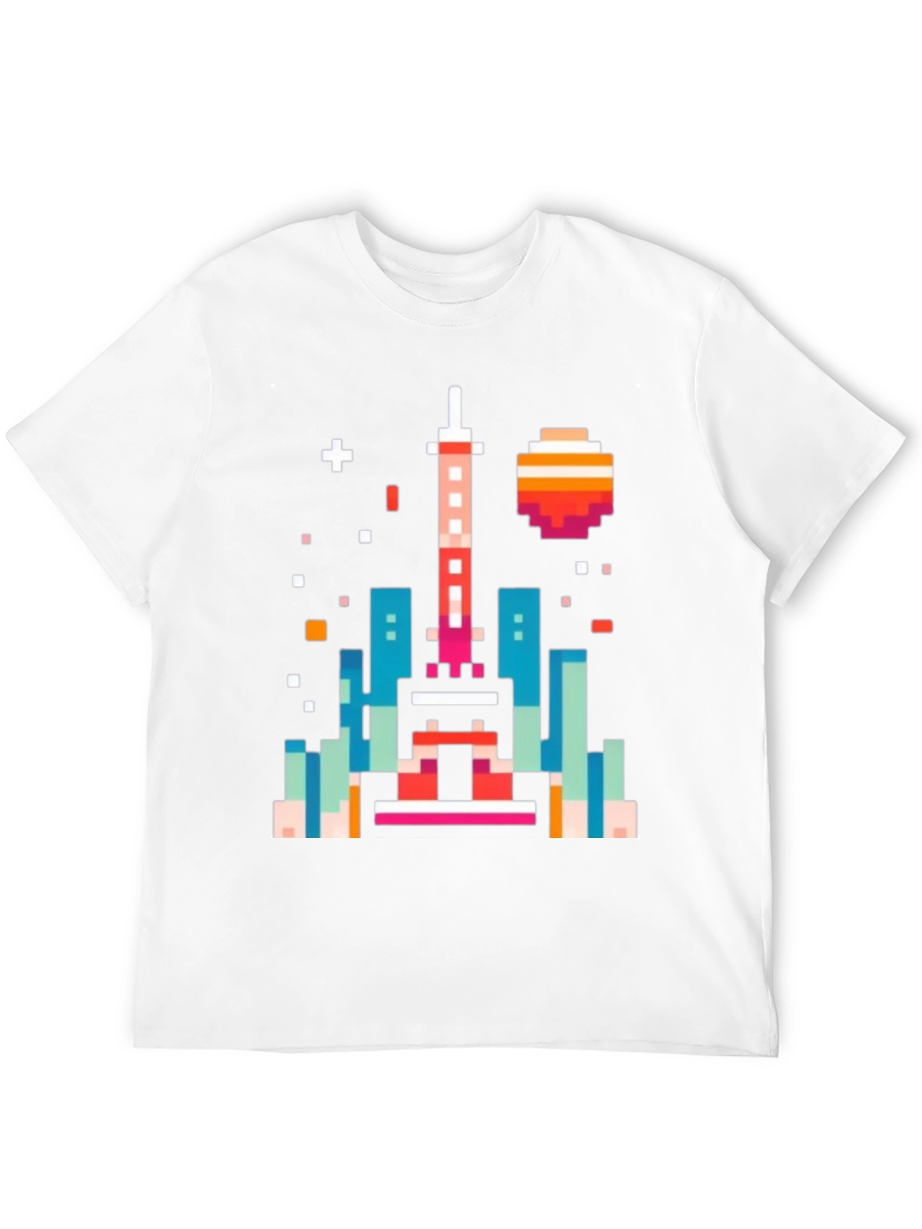 Pixel Art Cityscape Black Tee