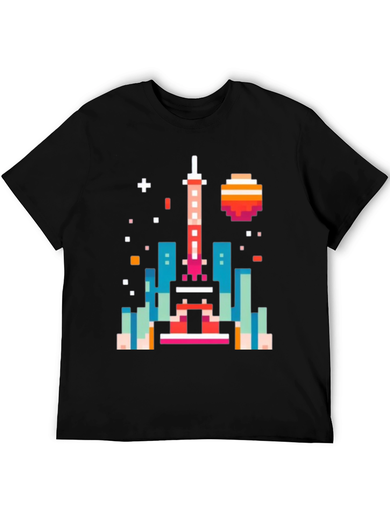 Pixel Art Cityscape Black Tee