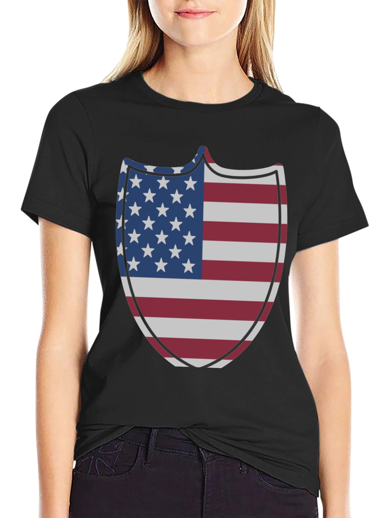 American Flag Shield Graphic T-Shirt