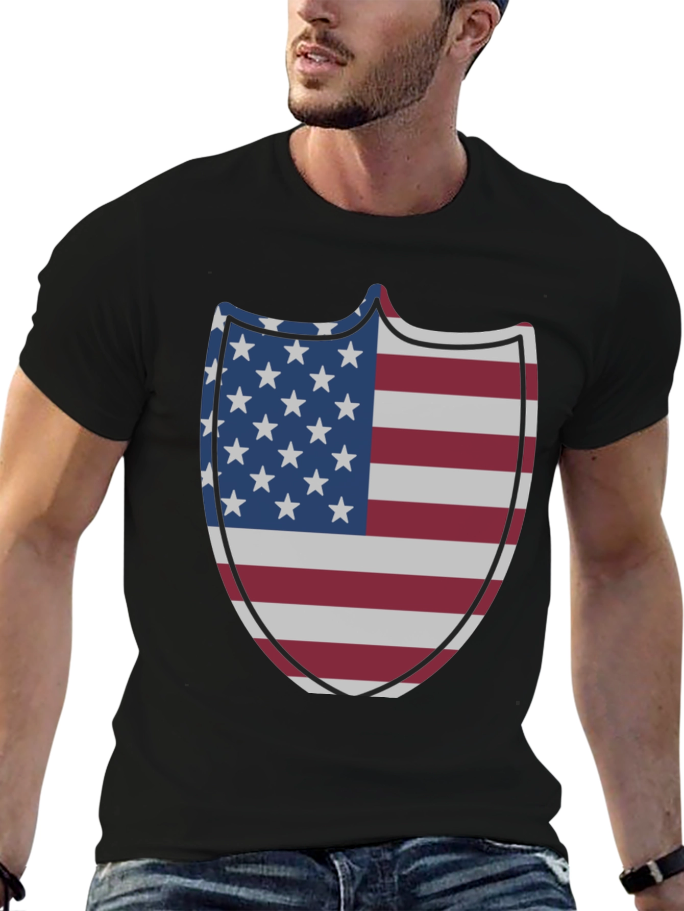American Flag Shield Graphic T-Shirt