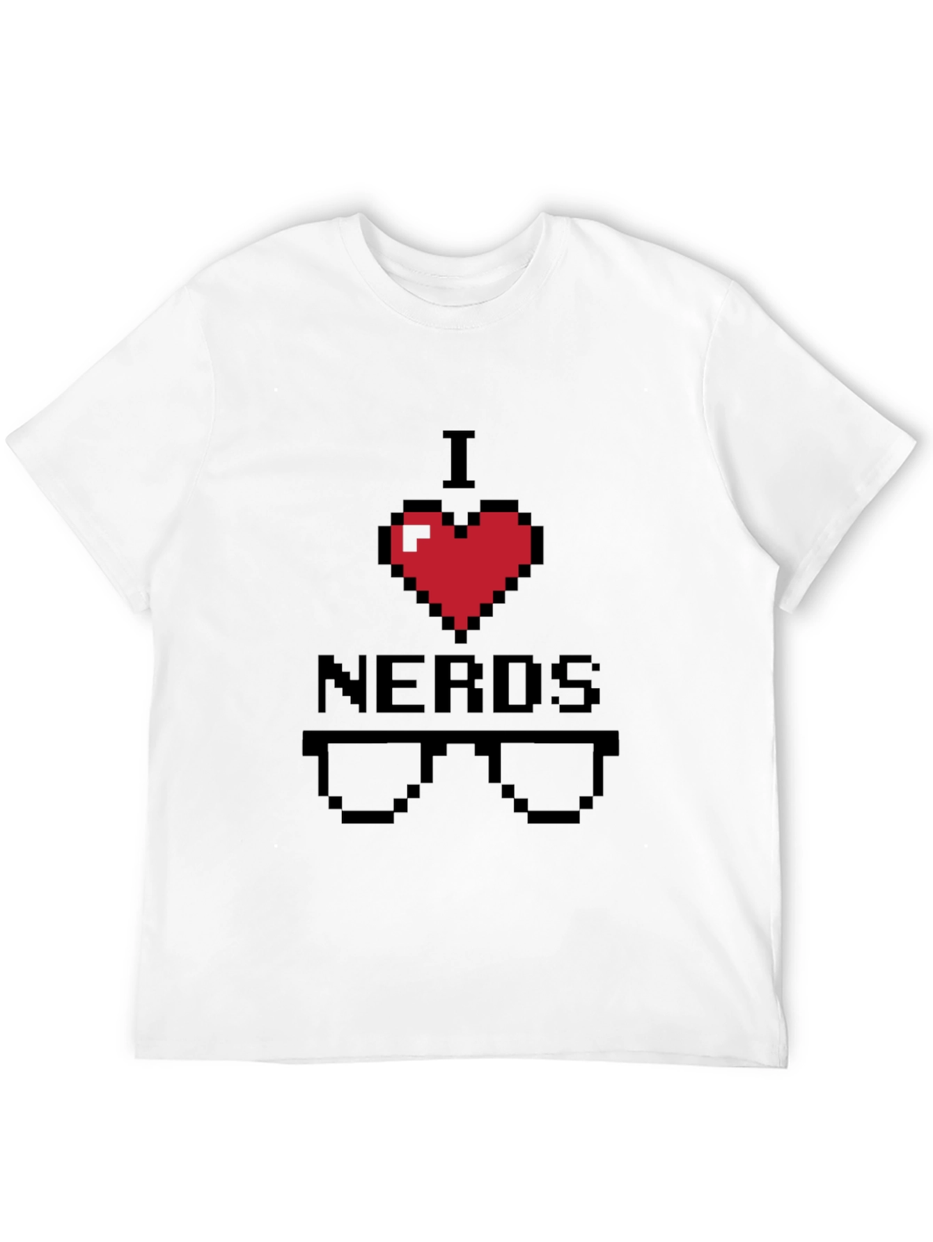 I Heart Nerds Pixel Art Black T-Shirt