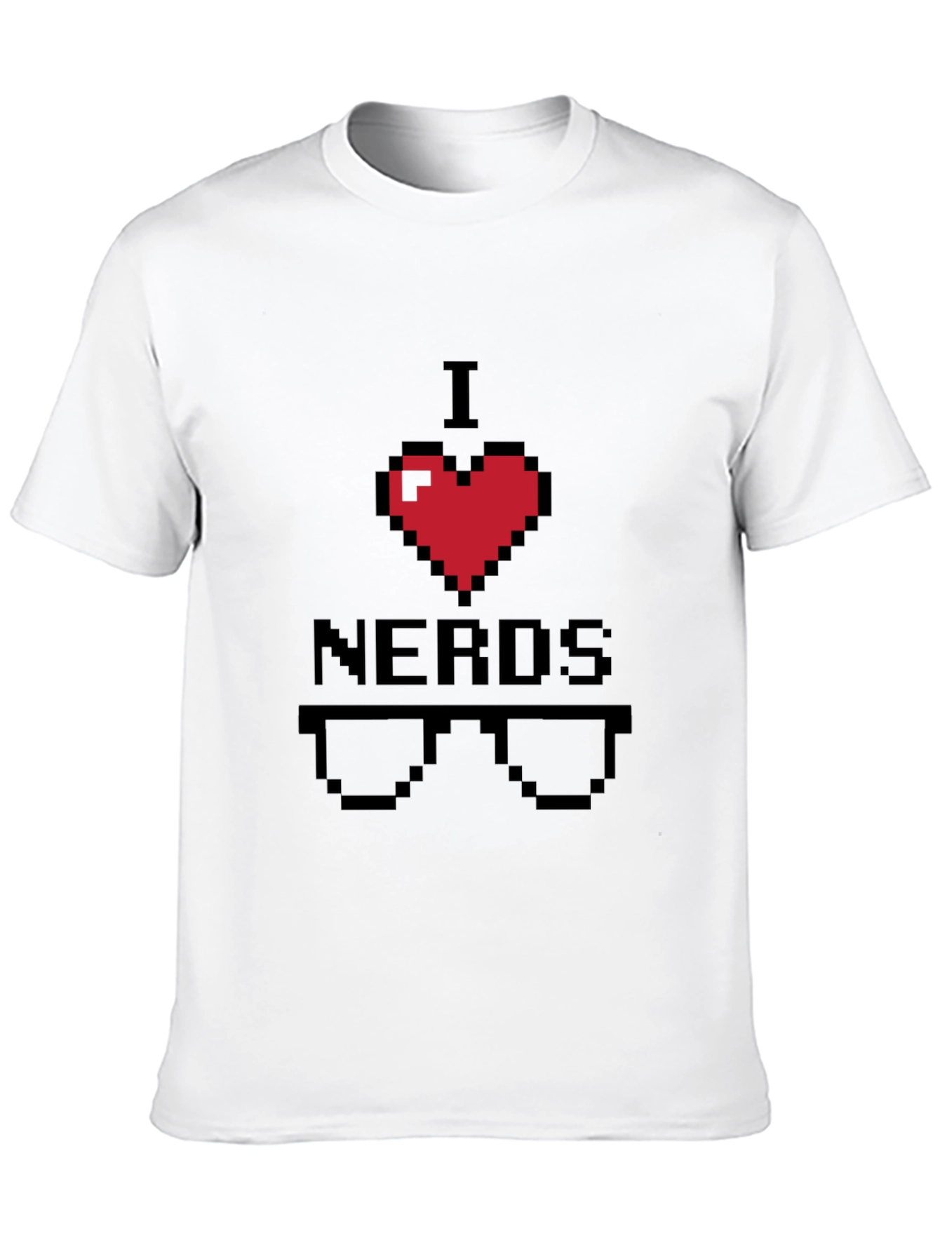 I Heart Nerds Pixel Art Black T-Shirt