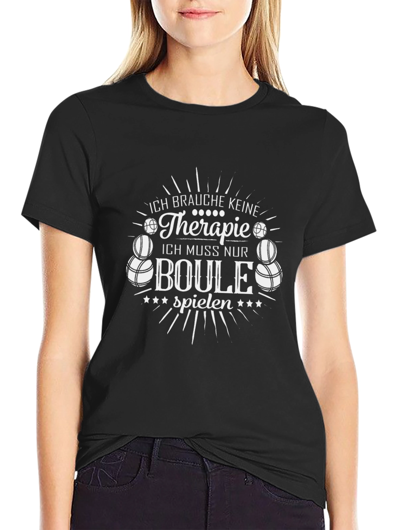 Bocce Ball Therapy Black T-Shirt