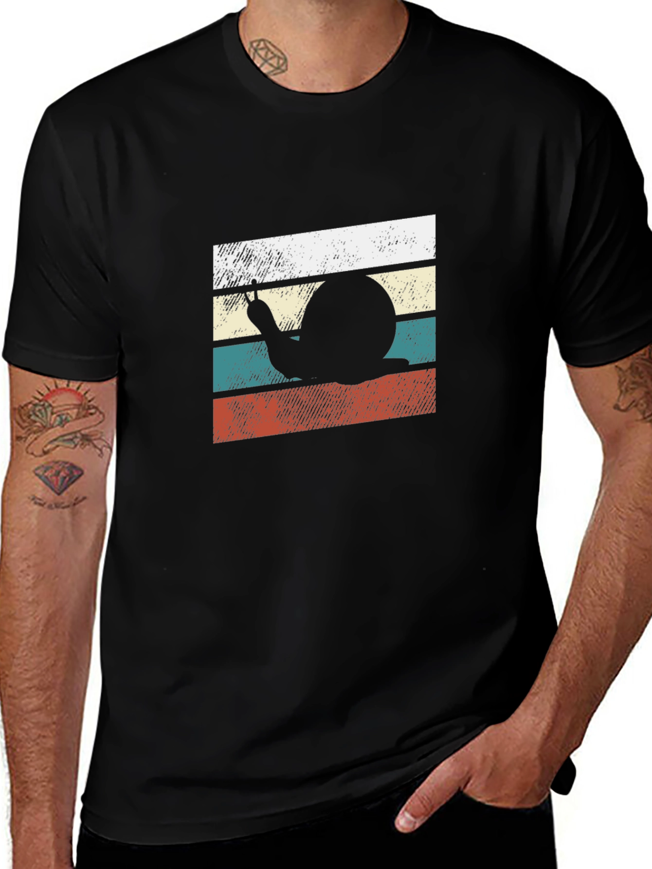 Retro Snail Peace Sign Graphic T-Shirt