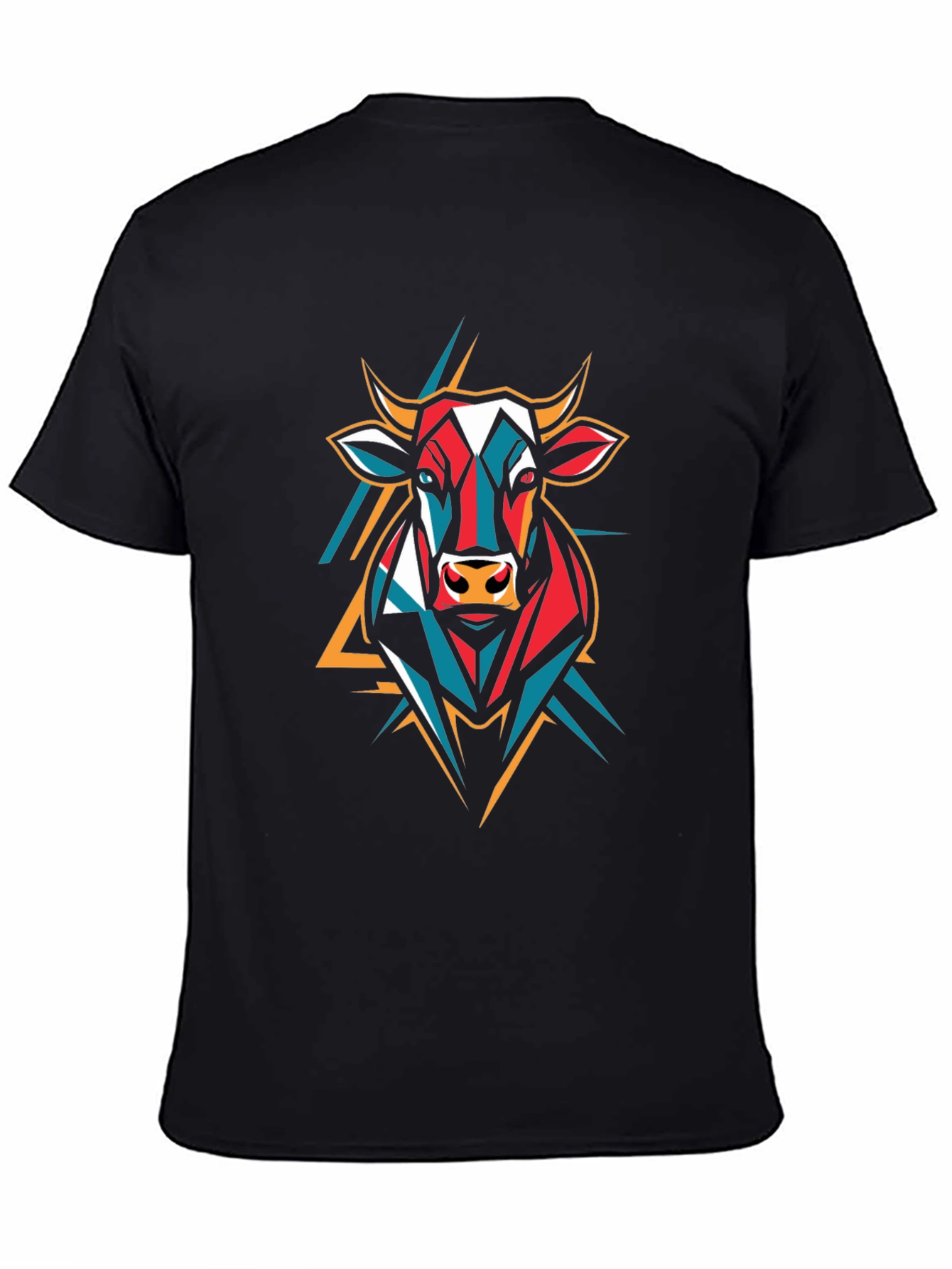 Geometric Bull Graphic Tee - Stylish Animal Print
