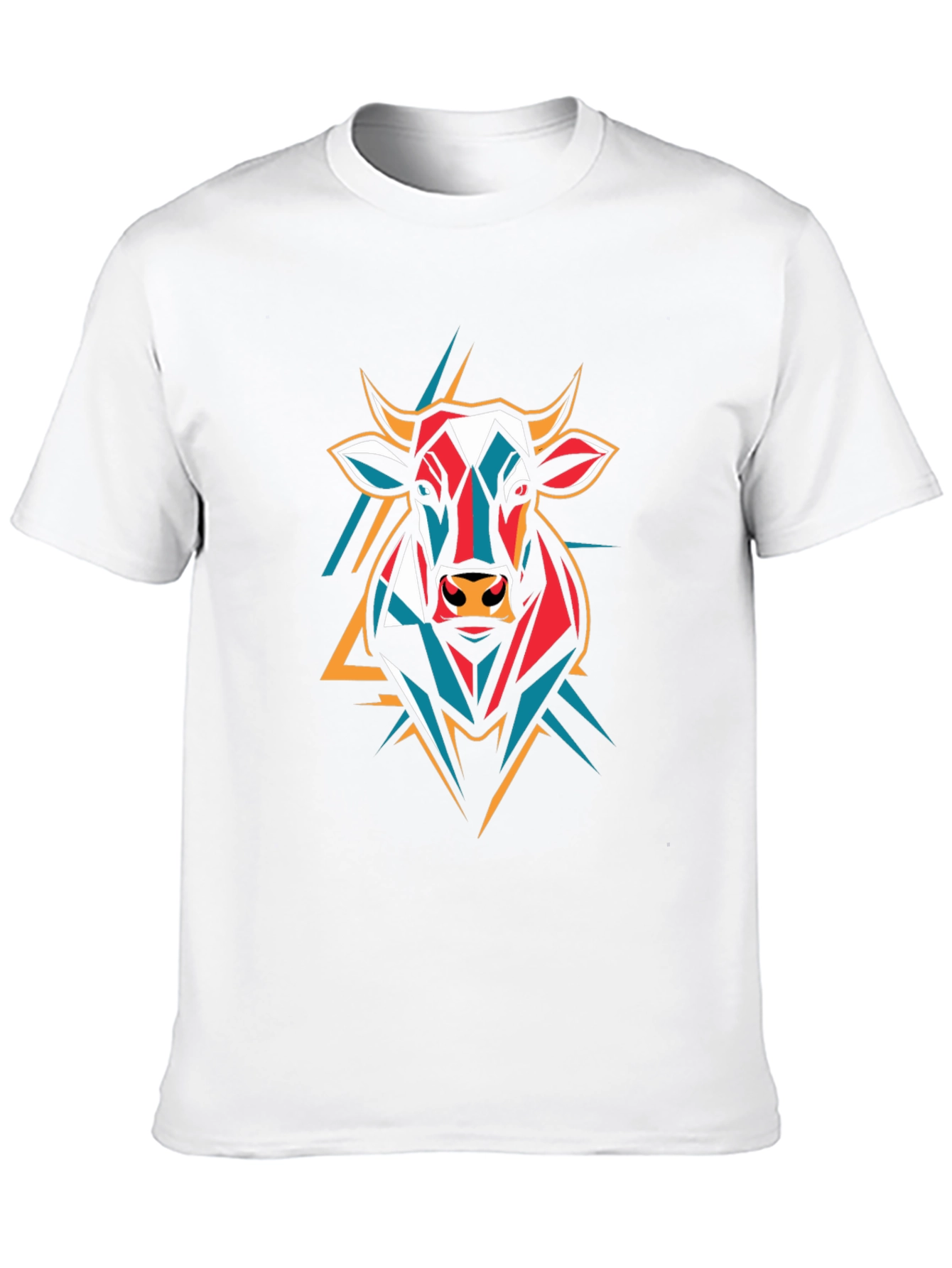 Geometric Bull Graphic Tee - Stylish Animal Print