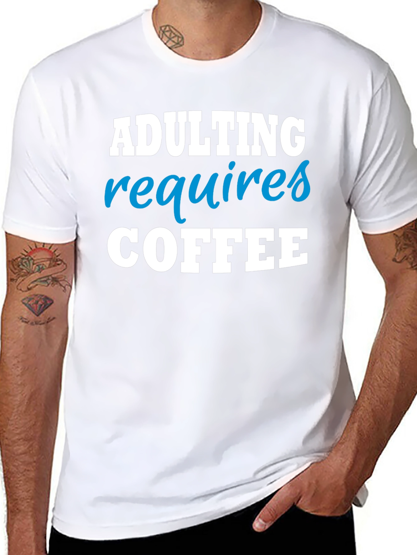Adulting Requires Coffee Funny T-Shirt