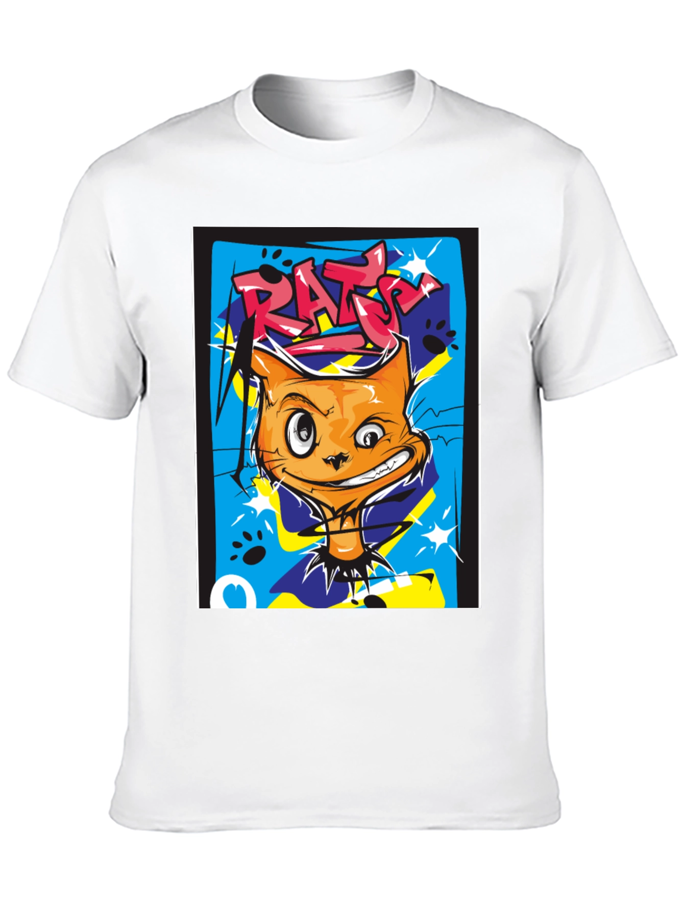 RATS Cat Graphic Print Black T-Shirt