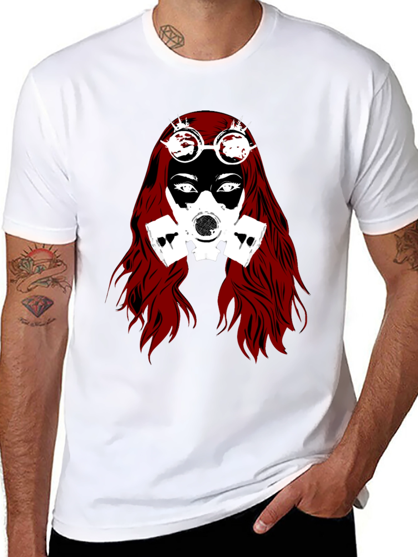 Steampunk Gas Mask Woman Graphic Tee