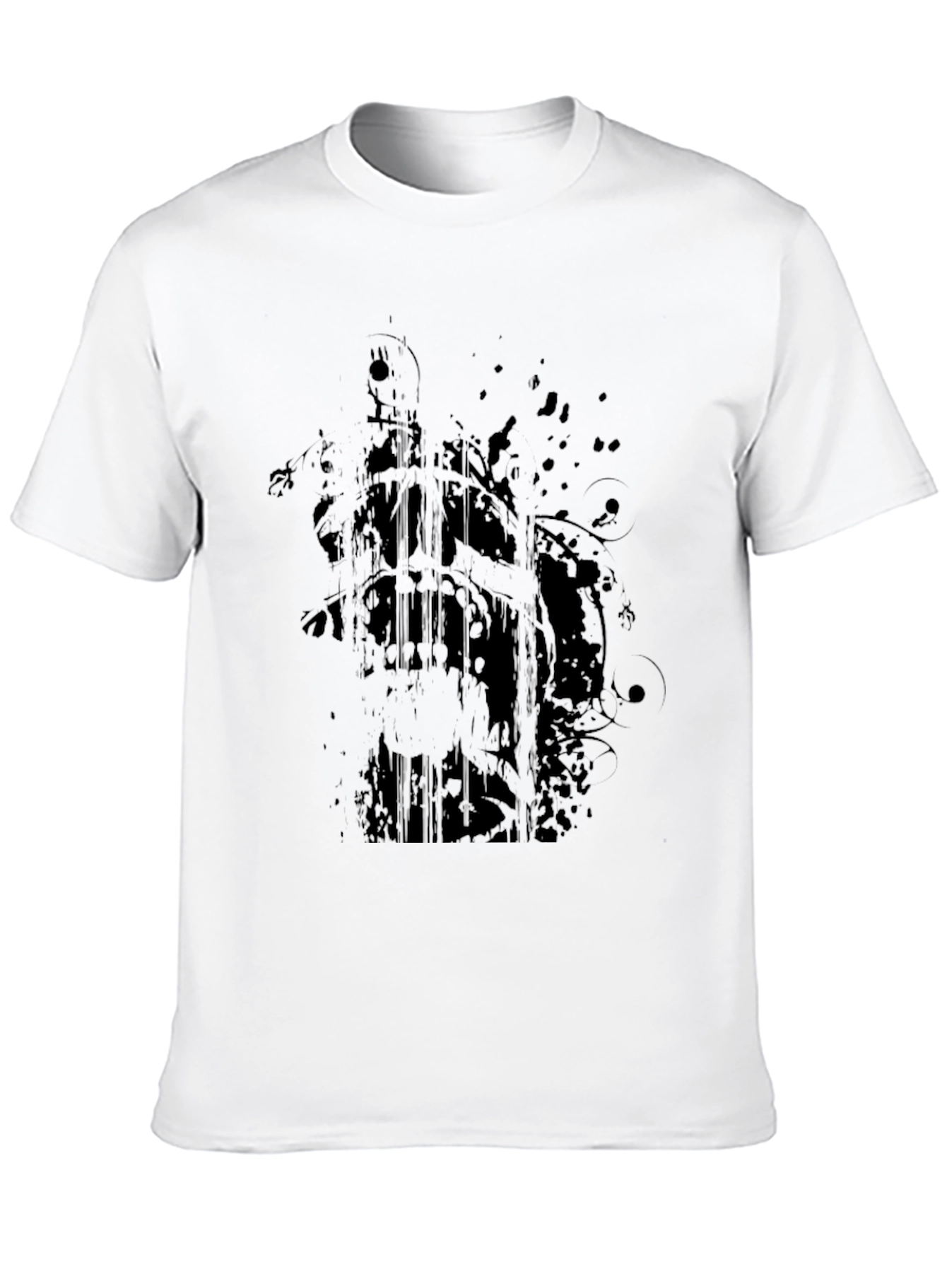 Mens Black Graphic Print Crew Neck T-Shirt