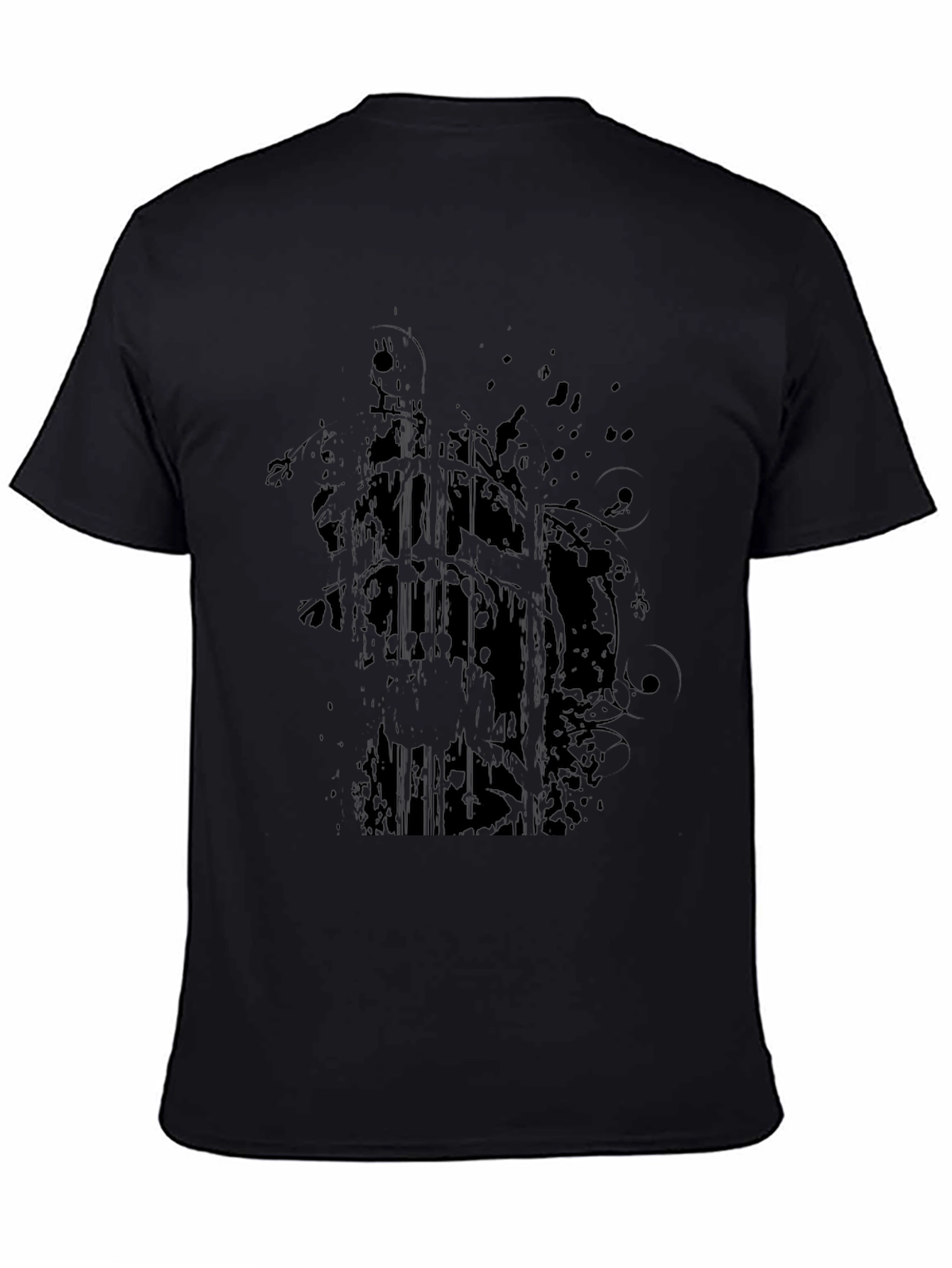 Mens Black Graphic Print Crew Neck T-Shirt