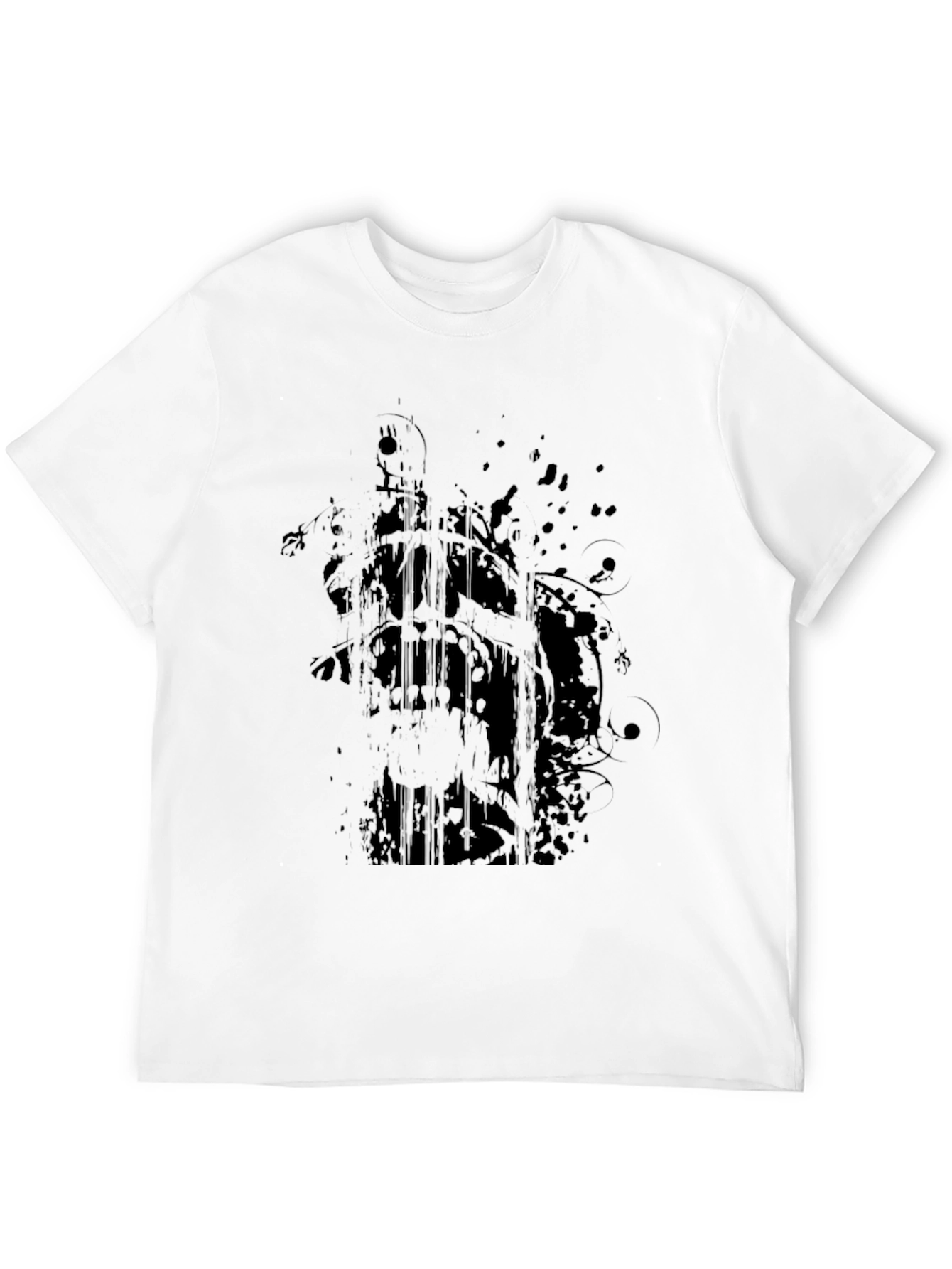 Mens Black Graphic Print Crew Neck T-Shirt