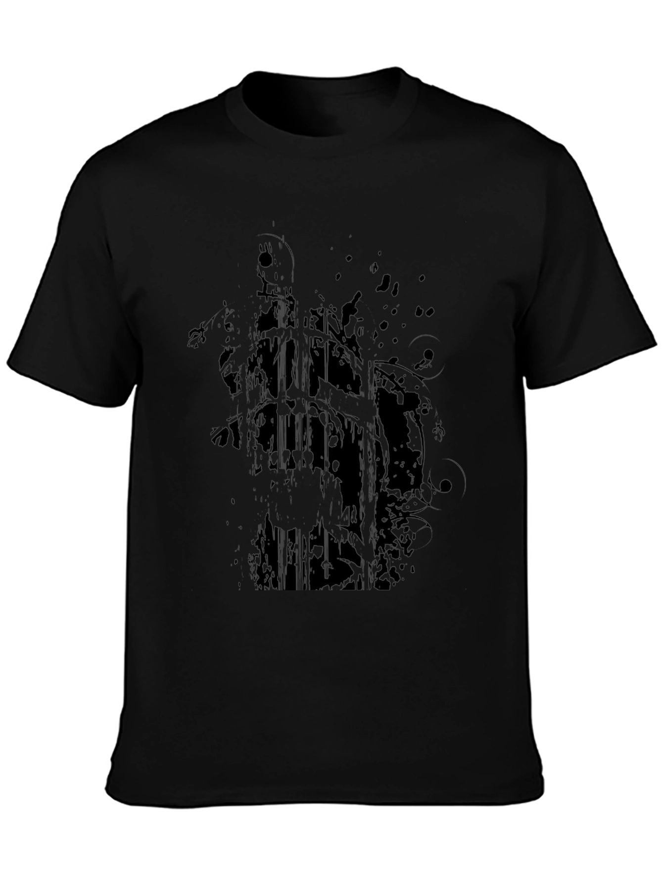 Mens Black Graphic Print Crew Neck T-Shirt
