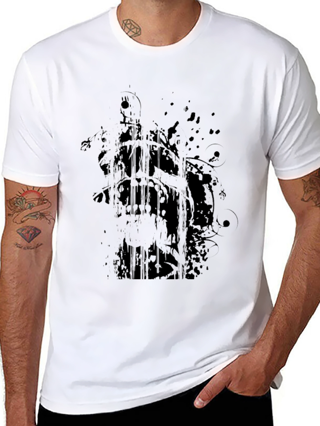 Mens Black Graphic Print Crew Neck T-Shirt