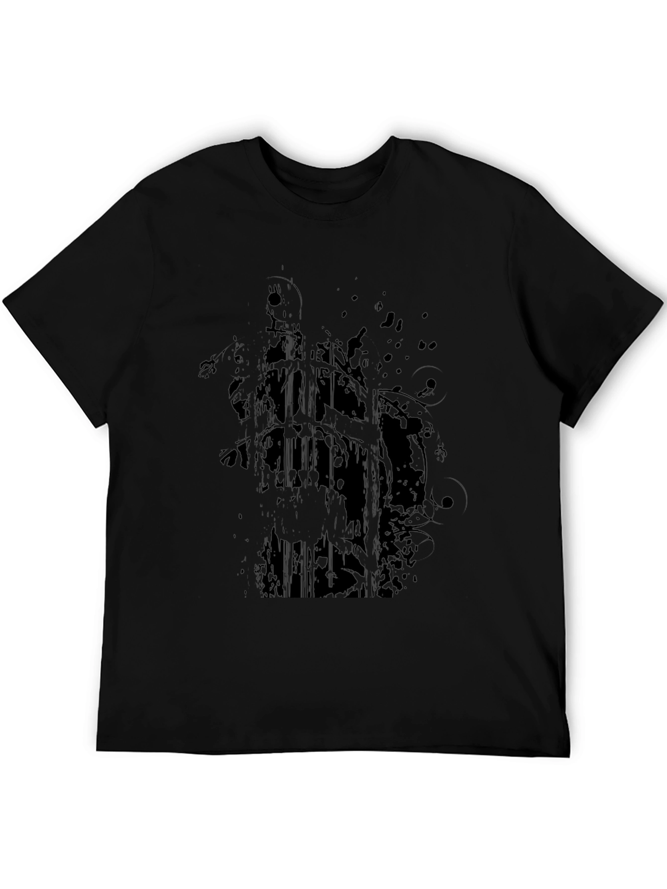 Mens Black Graphic Print Crew Neck T-Shirt