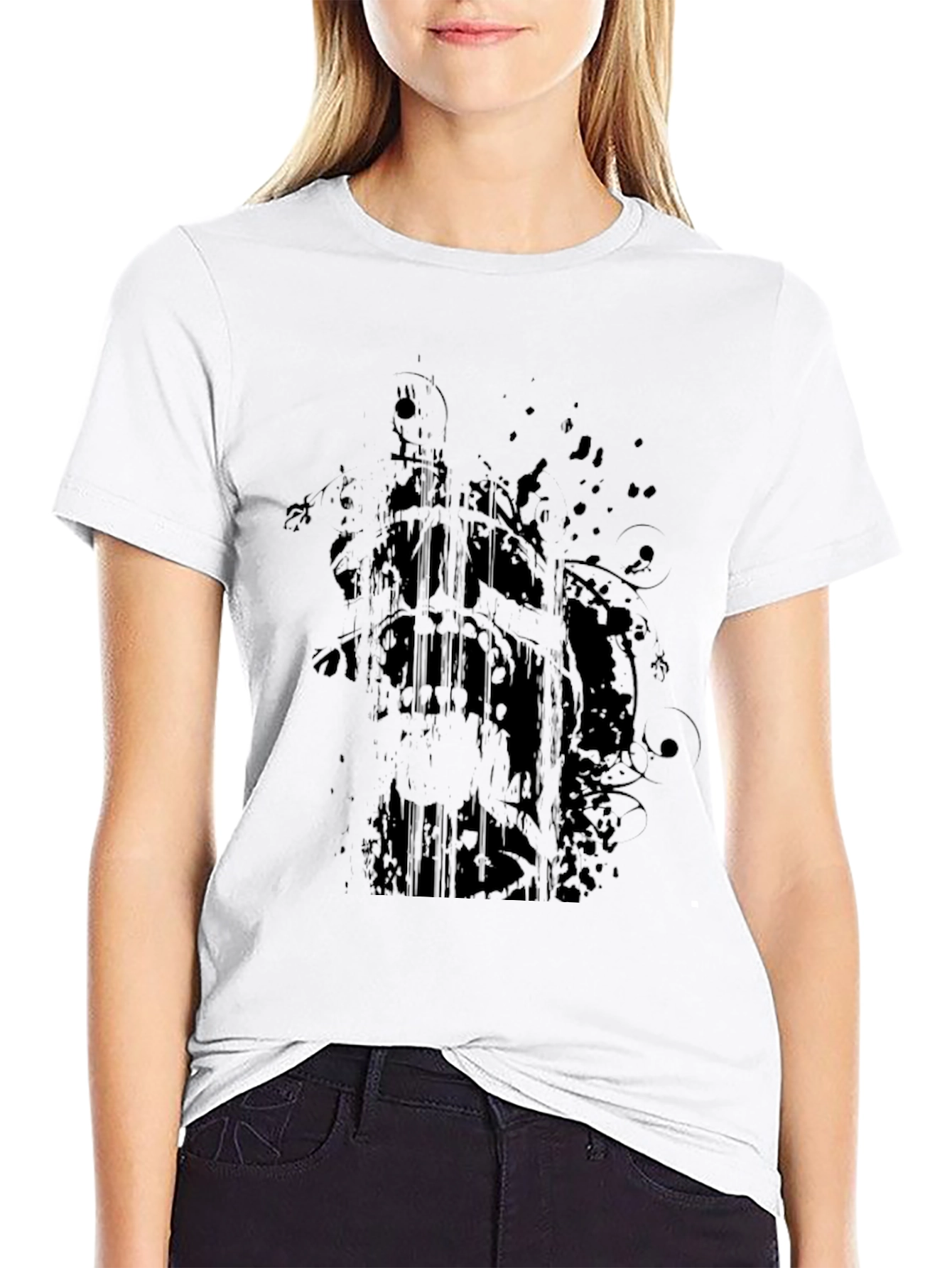 Mens Black Graphic Print Crew Neck T-Shirt