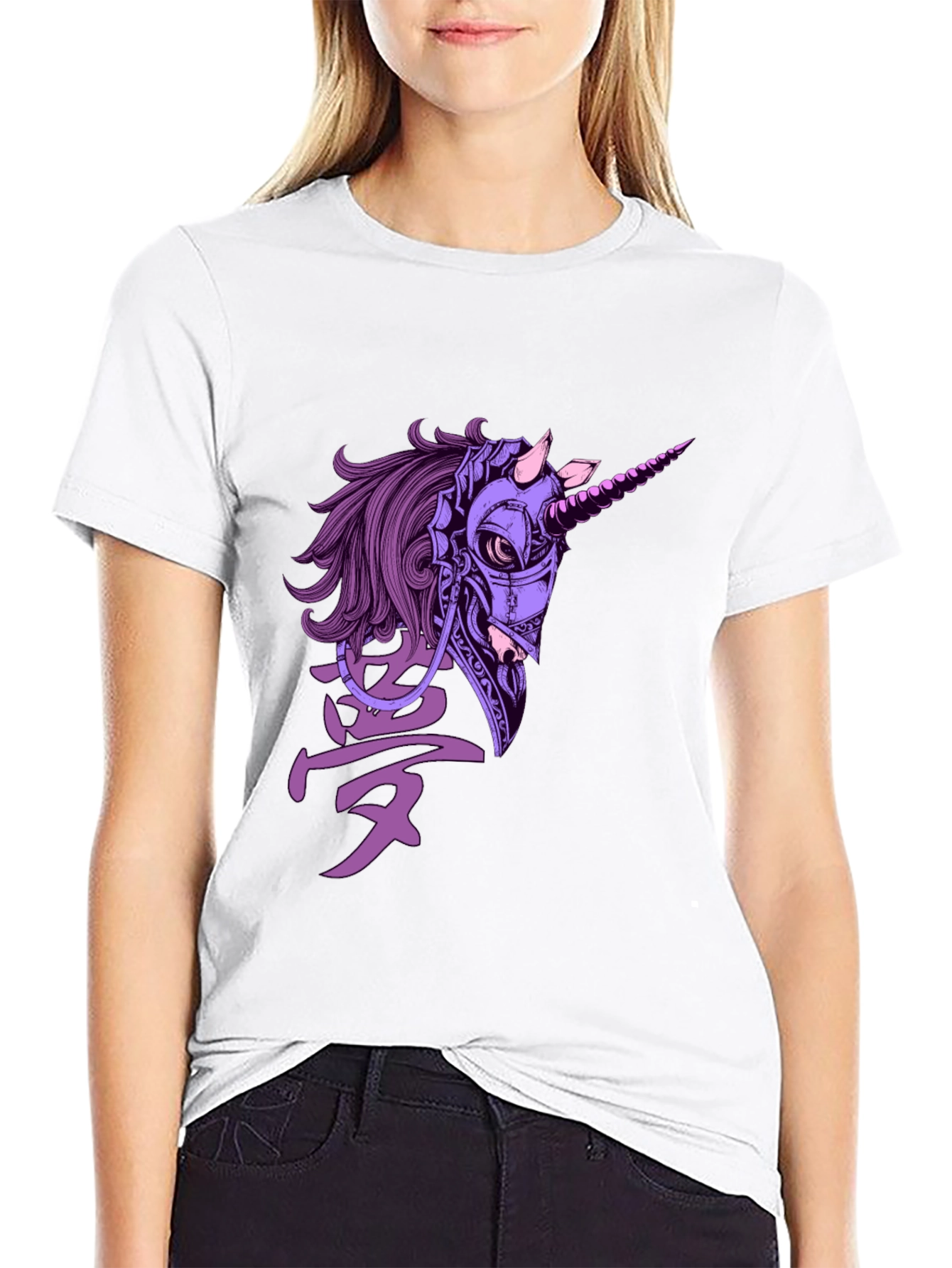 Cyberpunk Unicorn Graphic T-Shirt - Black