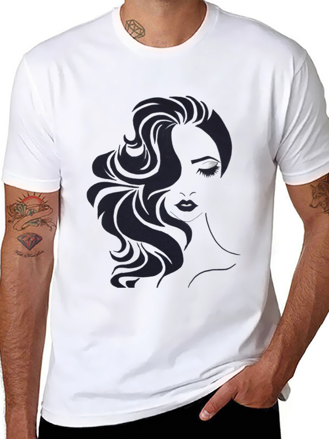 Womans Portrait Graphic Black T-Shirt