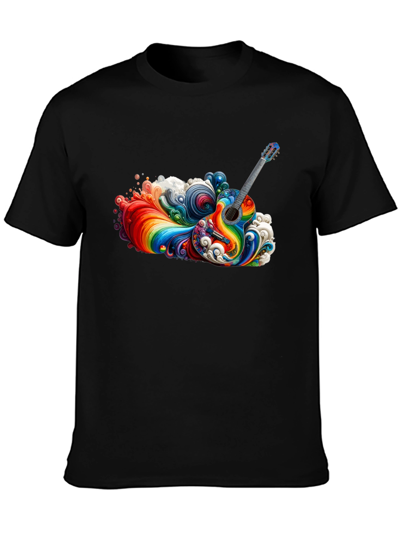 Rainbow Guitar T-Shirt - Vibrant Music Design