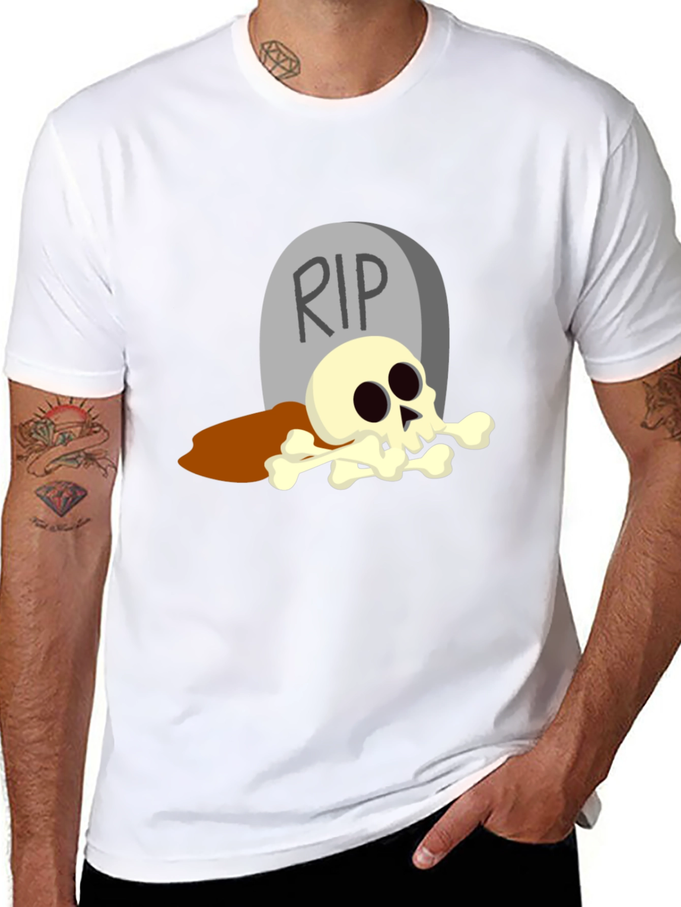 RIP Tombstone Skull T-Shirt - Halloween Graphic Tee