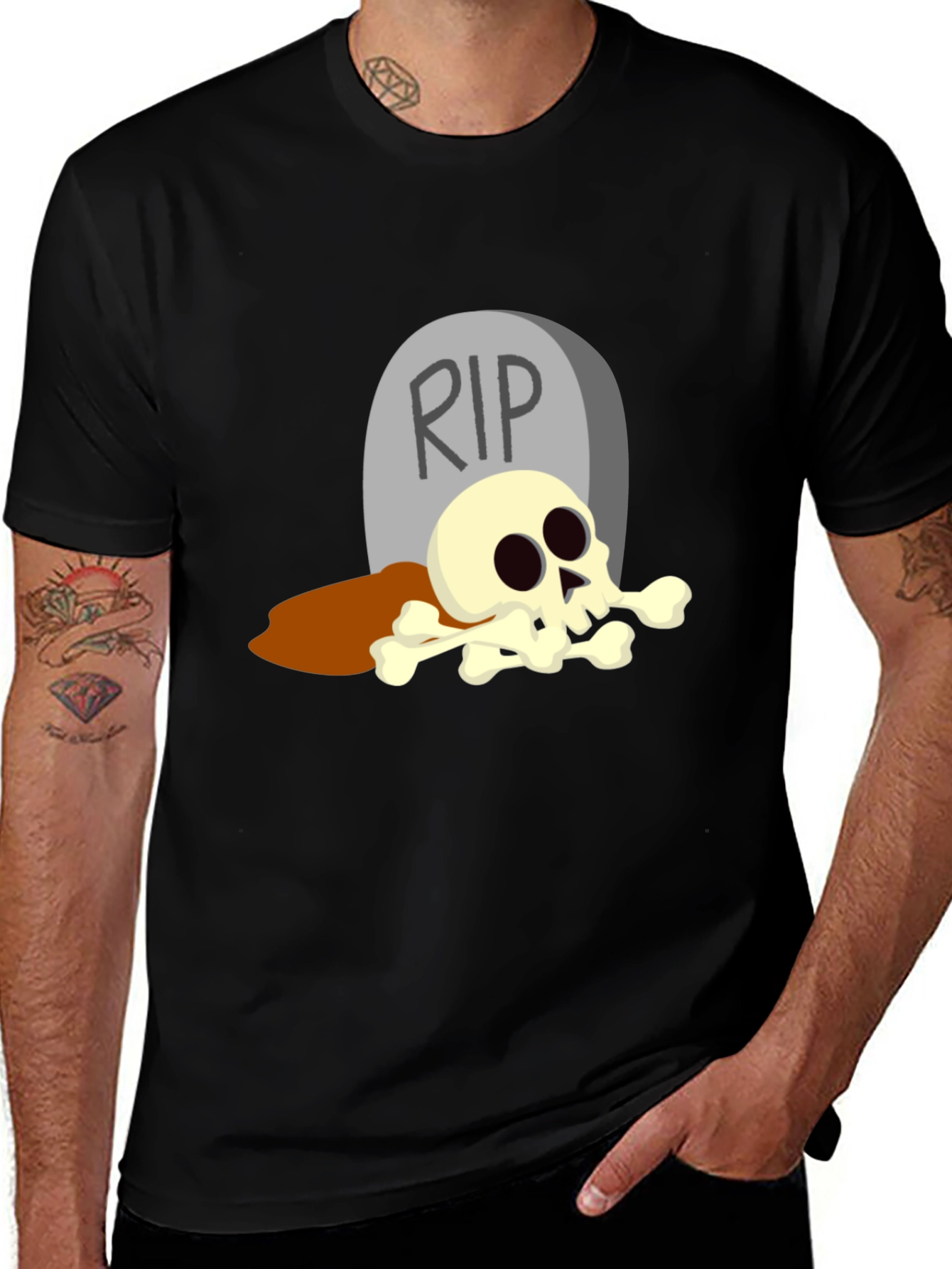 RIP Tombstone Skull T-Shirt - Halloween Graphic Tee
