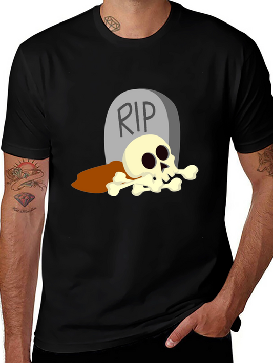 RIP Tombstone Skull T-Shirt - Halloween Graphic Tee