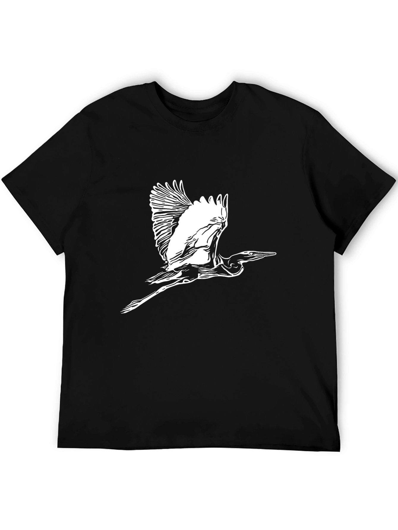 Heron Graphic Tee - Black Cotton Blend T-Shirt
