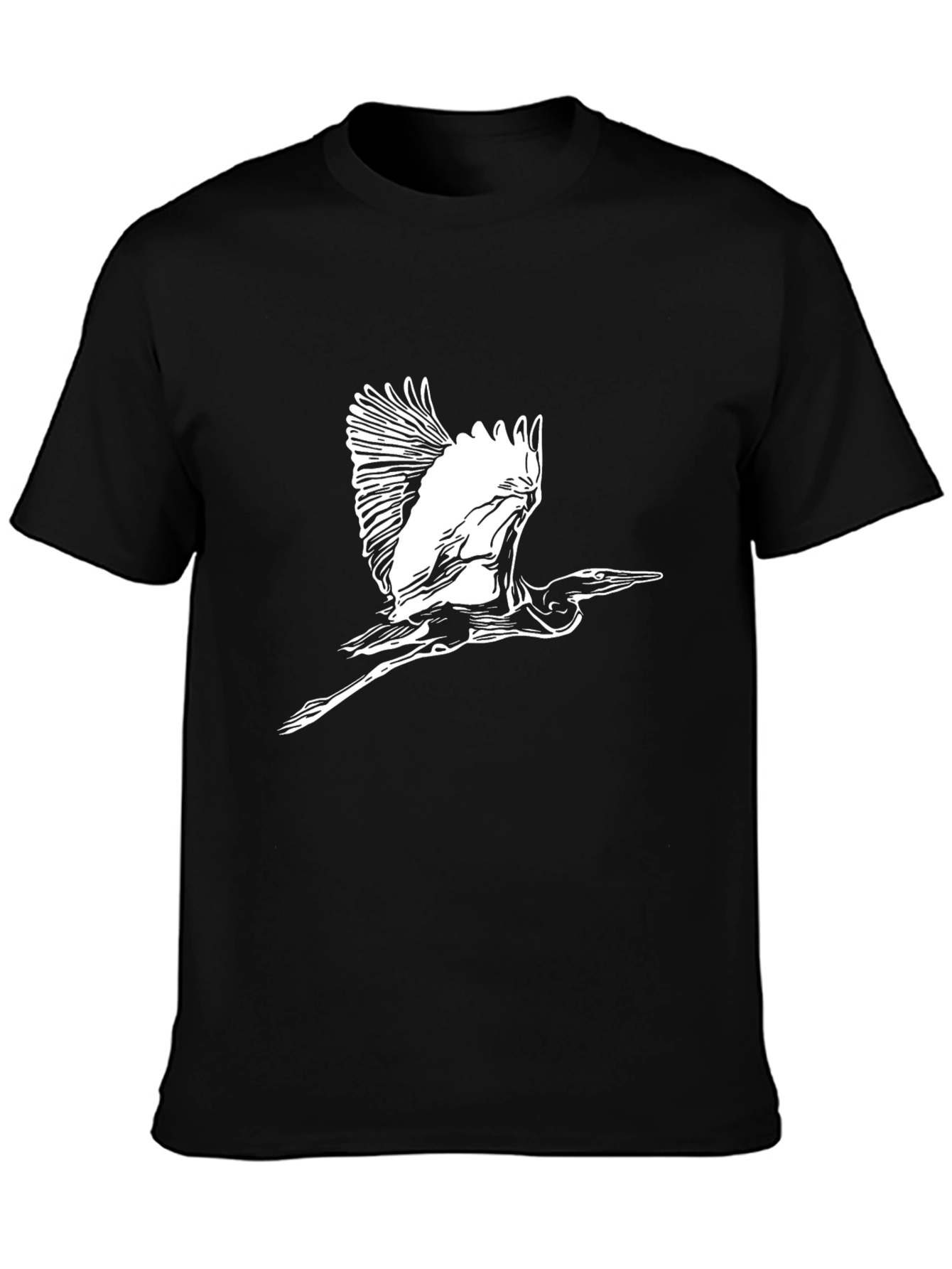 Heron Graphic Tee - Black Cotton Blend T-Shirt