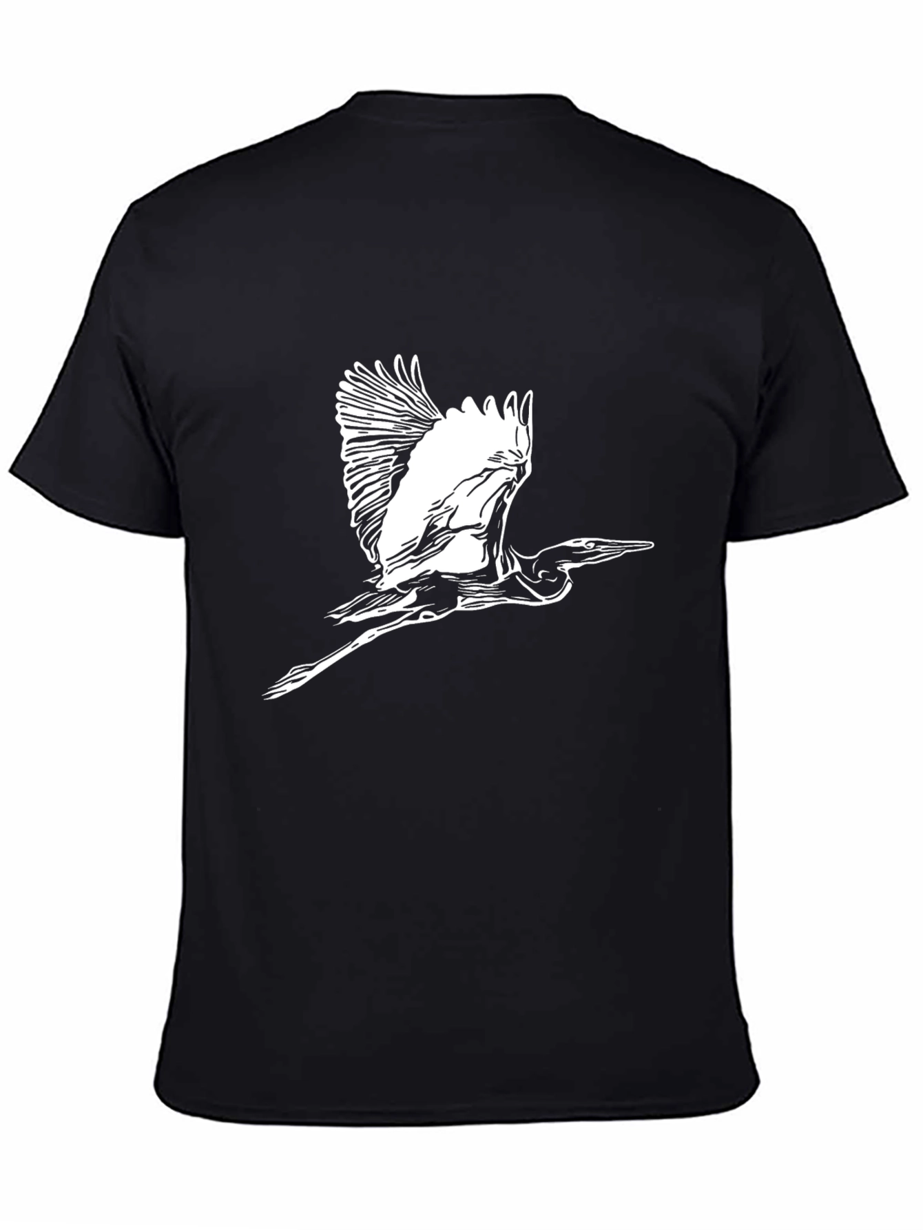 Heron Graphic Tee - Black Cotton Blend T-Shirt